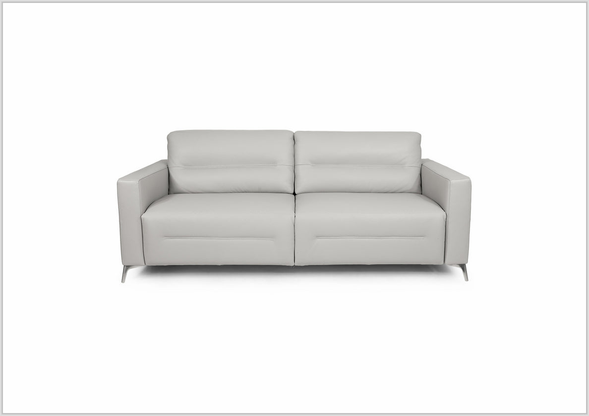 Kathy Ireland Tucson Genuine Leather Queen Sleeper Sofa with Chrome Steel Legs - Convertible Sofa Bed for Living Room, Guest Room & Small Spaces