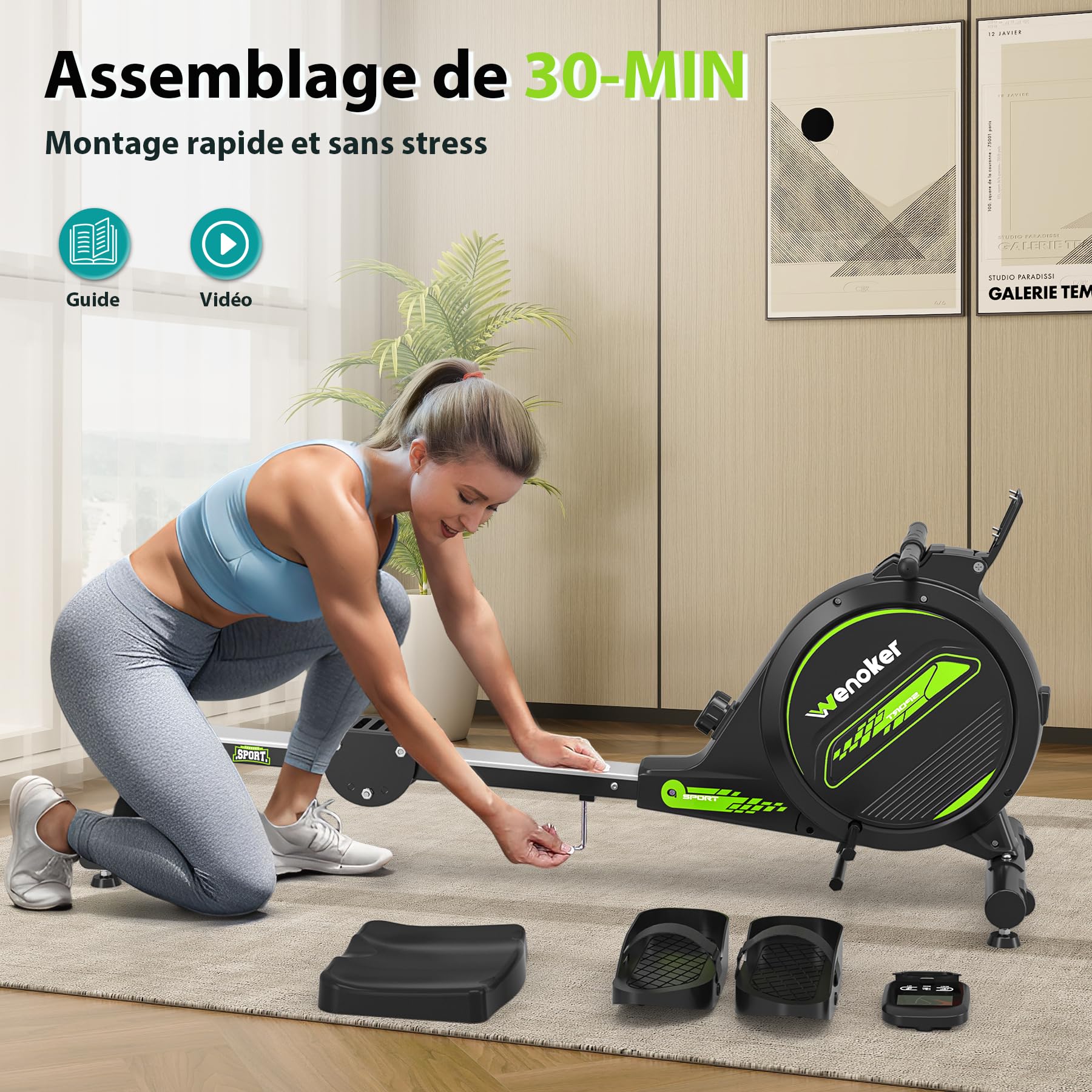 Wenoker Magnetic Rowing Machine for Home Gym - 160kg Capacity Indoor Rower with LCD Monitor - Perfect for Cardio Workouts, Full-Body Training & Home Fitness