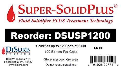 DiSorb Suction Canister Sterilizer Absorbent Powder - EPA Approved Solidifier for Bodily Fluids & Blood - 1200cc (100 Bottles/Case) - Ideal for Hospitals, Clinics & Veterinary Use - Spill Control & Infection Prevention Solution