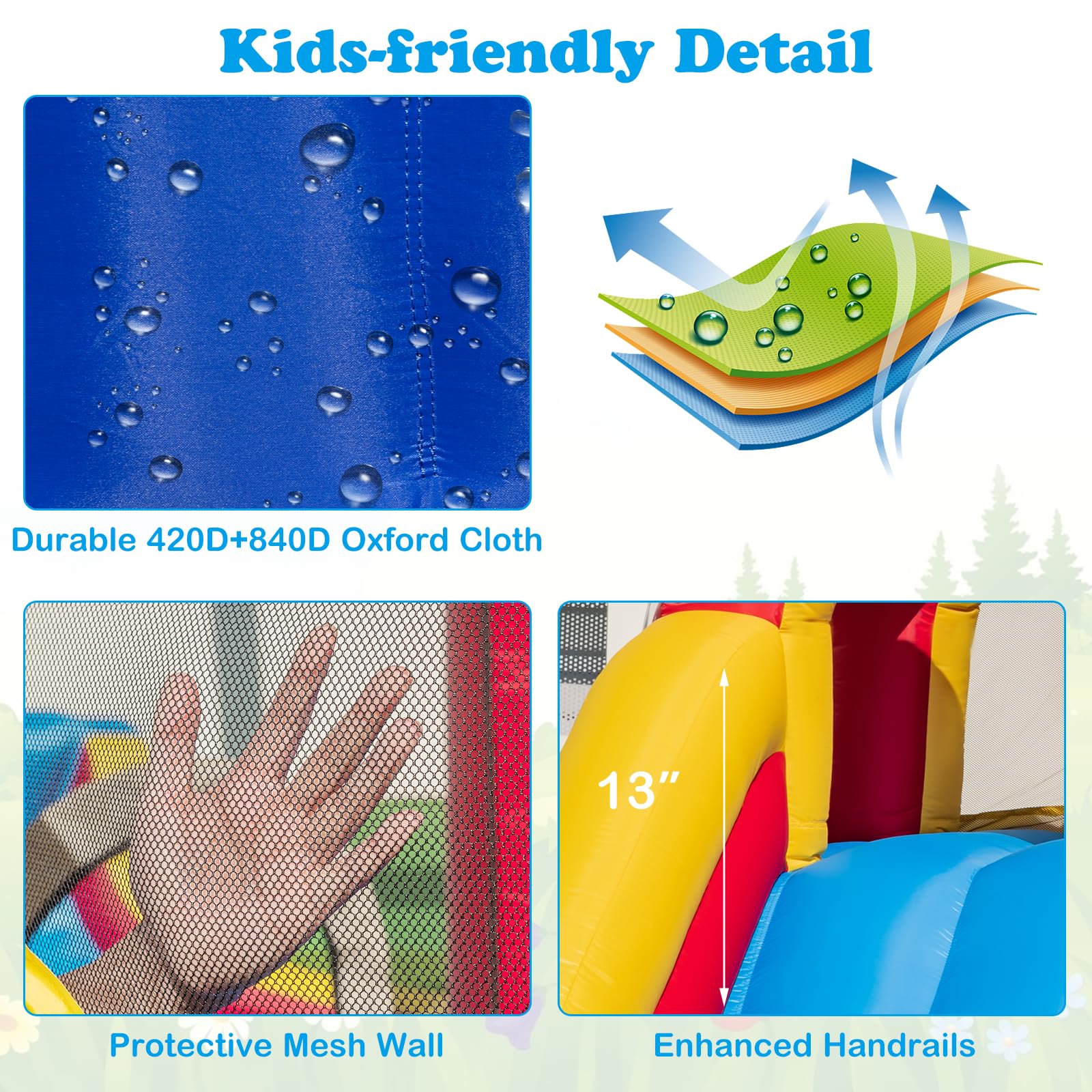 **OLAKIDS Inflatable Water Slide - 8-in-1 Bounce House Water Park with 2 Slides, Splash Pools, Climbing Wall, Water Gun & Basketball Rim | Outdoor Inflatable Obstacle Course for Kids | Perfect for Backyard Parties, Summer Fun & Outdoor Play**