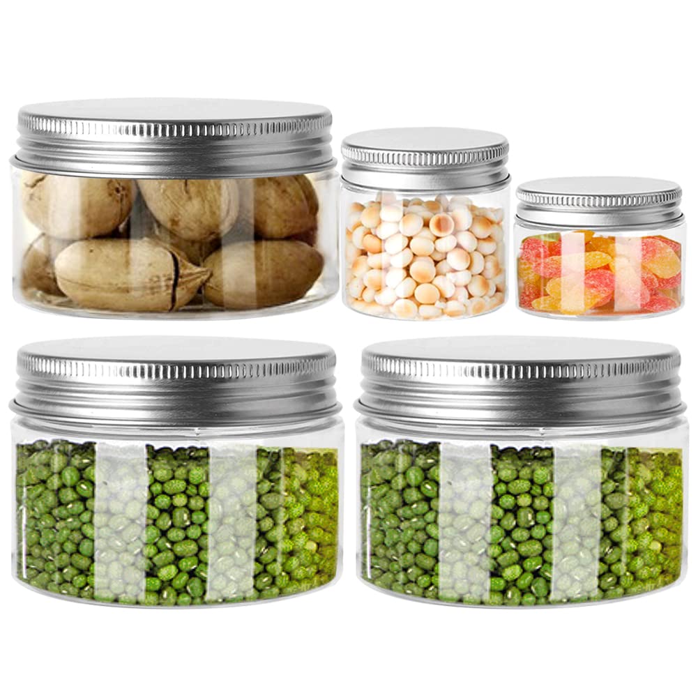 10-Pack Clear Plastic PET Storage Containers with Lids - Airtight Food Storage Jars for Grains, Beans, Coffee & Dry Goods - Kitchen Pantry & Refrigerator Organization (Beautiful Design) - Perfect for Meal Prep, Bulk Food Storage & Home Organization