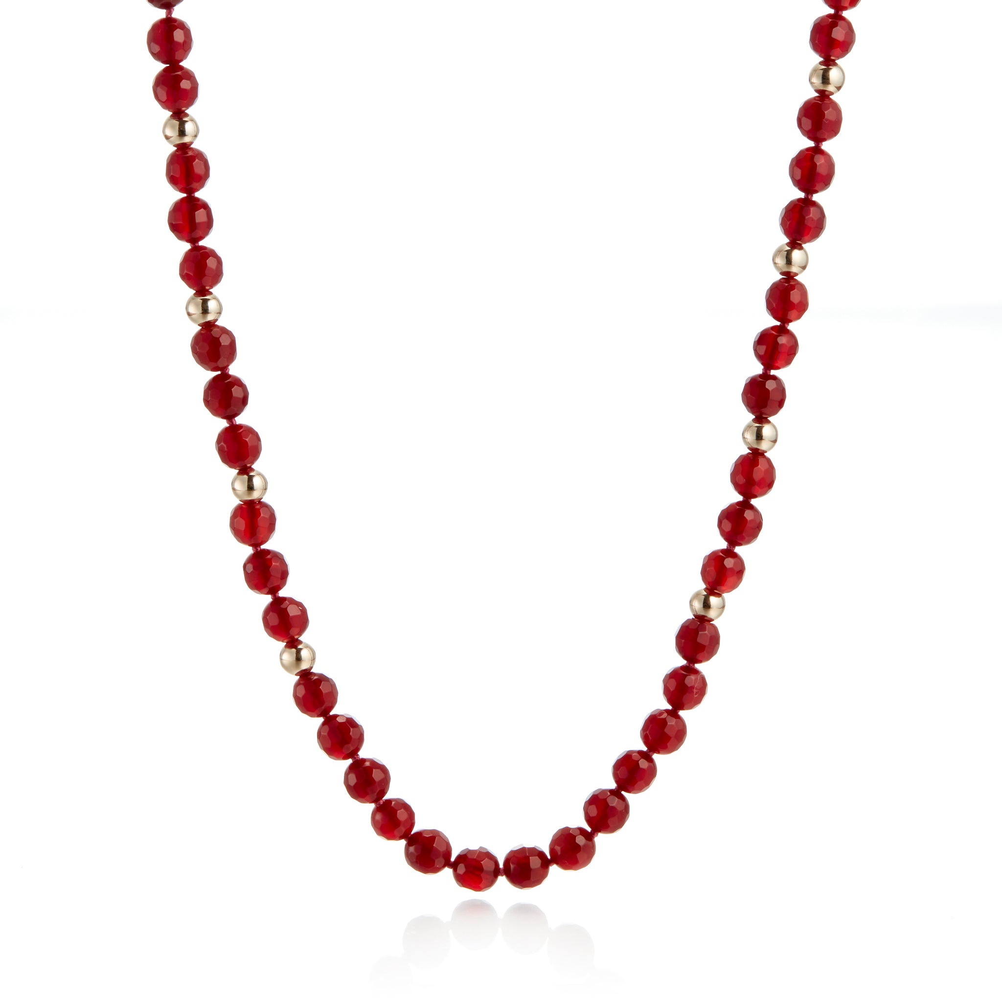 Faceted Carnelian & Gold Rope Necklace for Women - Elegant Beaded Jewelry for Party, Wedding & Everyday Wear