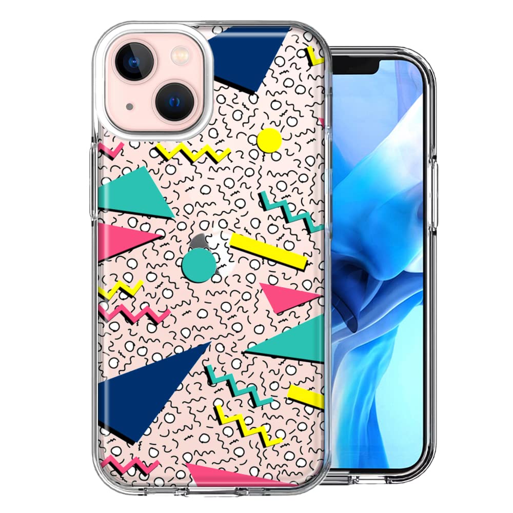 90's Swag Shapes Design Double Layer Protective Case for Apple iPhone 13 Mini - Trendy Retro Style for Daily Use & Fashion Statement