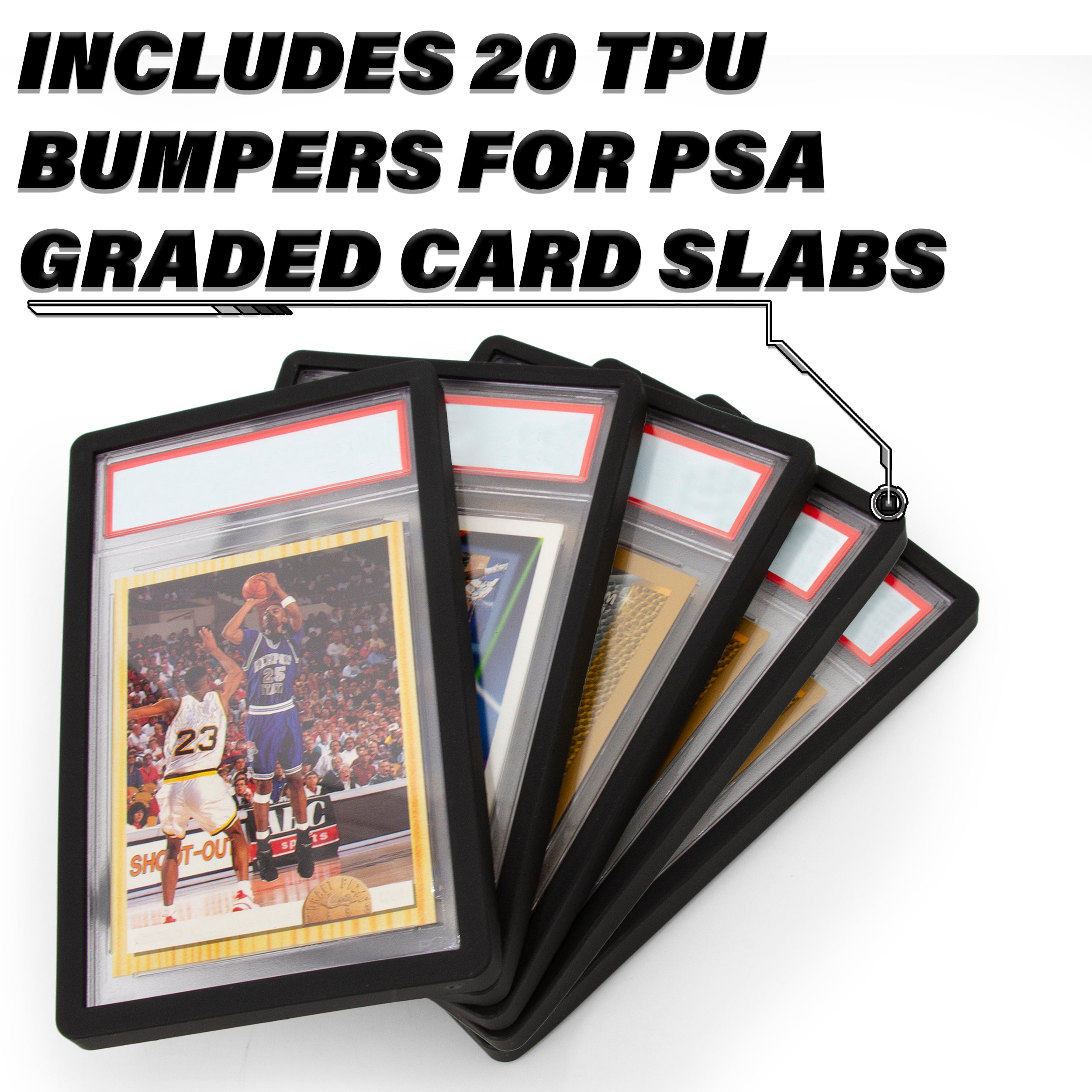 CASEMATIX 20 Pack Graded Card Bumper Guards for PSA Slab Case - 20 TPU Card Protectors for Sports Cards & Trading Cards - Perfect for Collectors, Display & Storage Protection