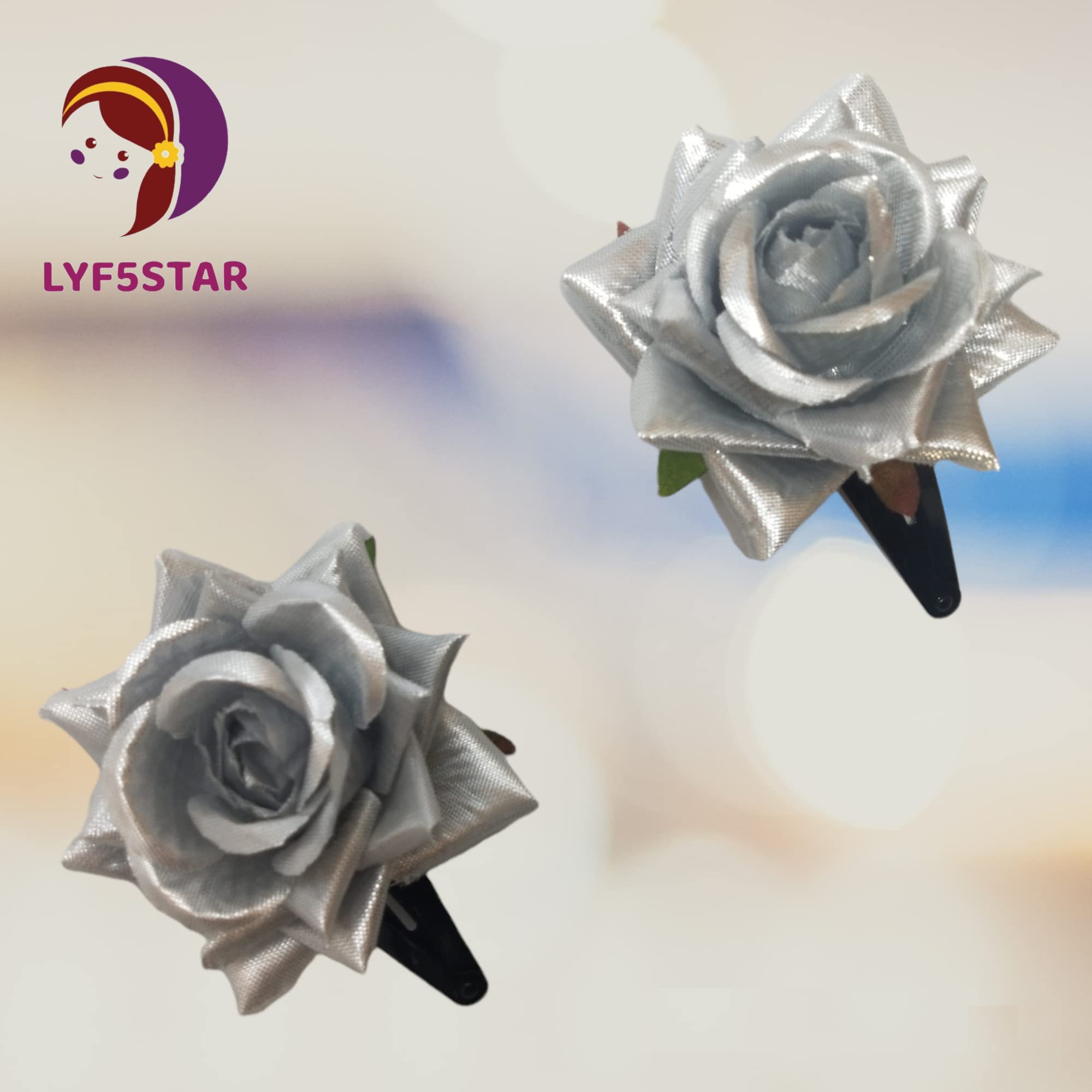 LYF5STAR Handmade Artificial Rose Hair Clip - Elegant Bridal Hair Accessories for Women & Girls, Pack of 2 | Perfect for Weddings, Parties, TikTok Videos & Everyday Fashion