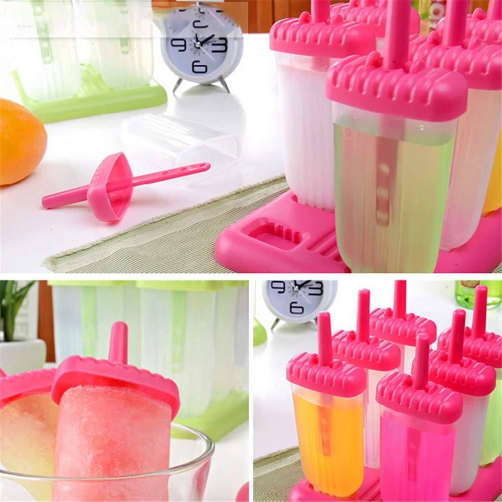 6-Piece Reusable Popsicle Molds for Homemade Ice Cream - Easy Release DIY Ice Pop Maker with Pentagram Design (Green) - Perfect for Summer Treats, Kids Snacks & Healthy Frozen Desserts