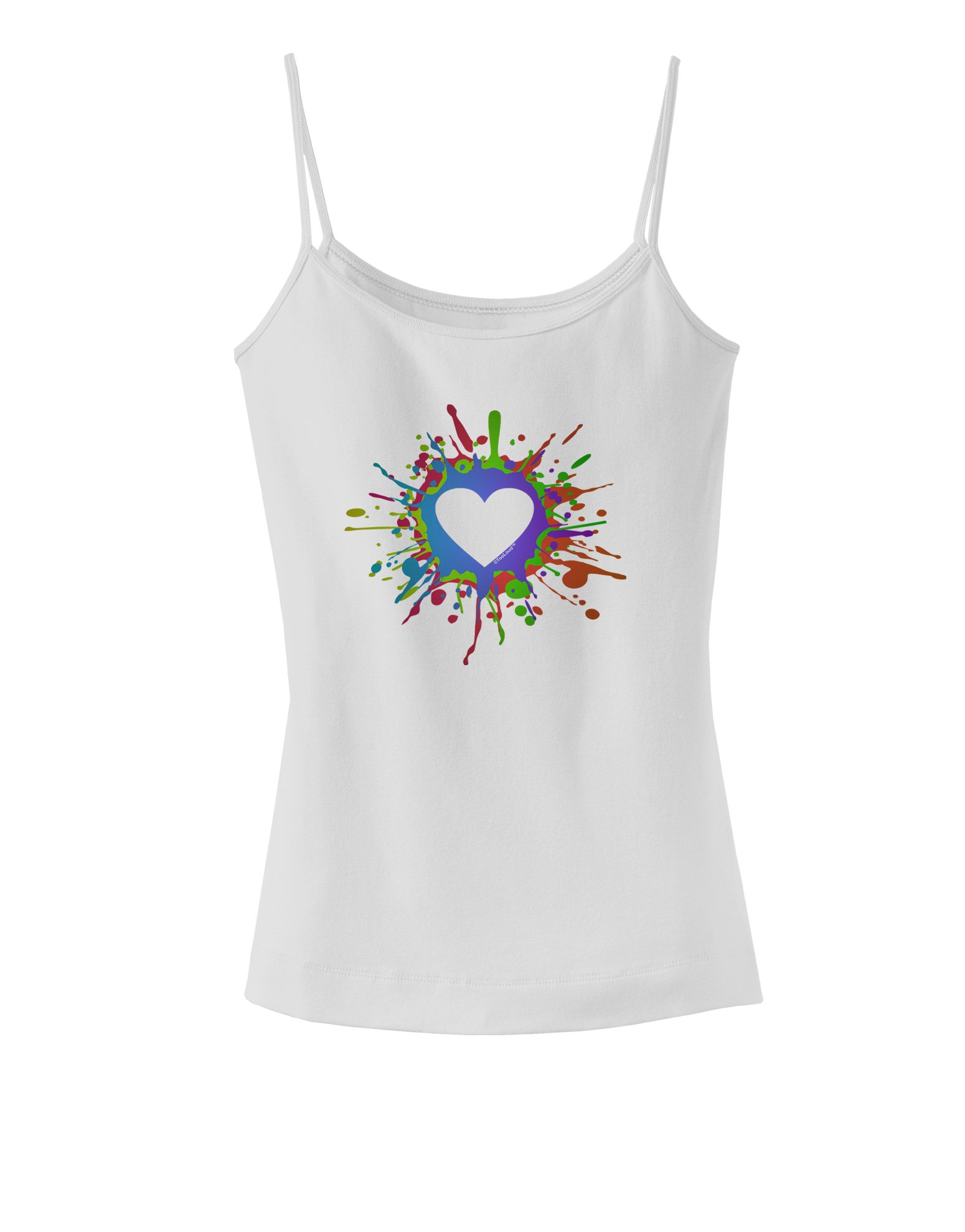 TooLoud Heart Paint Splatter Spaghetti Strap Tank Top for Women | Trendy Graphic Print Casual Summer Tops | Perfect for Music Festivals, Beach Outings & Streetwear Fashion