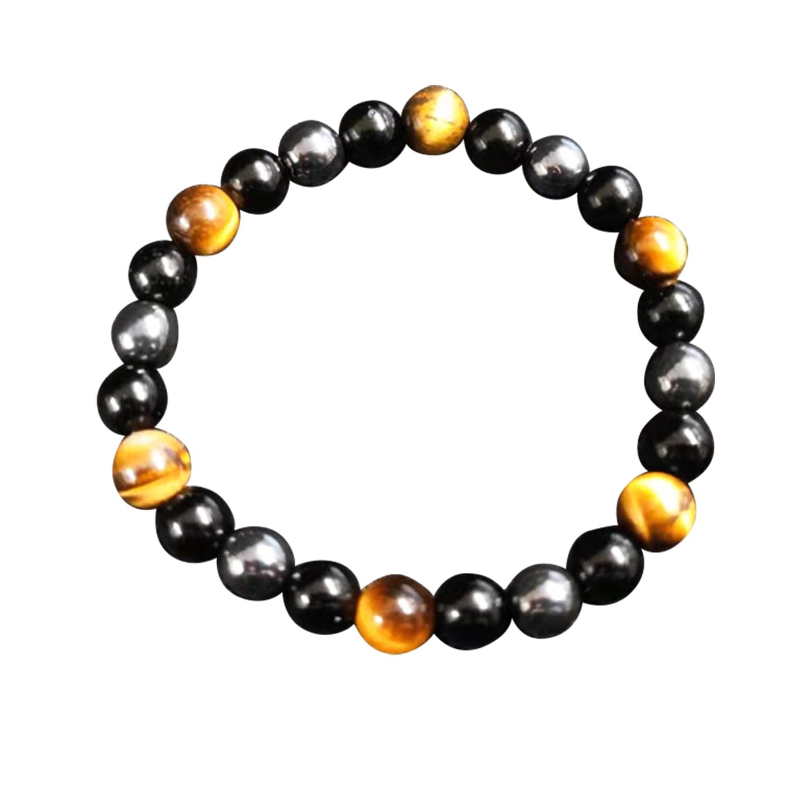 JMEDITIC Adjustable Magnetic Anklet for Men - Black Tibetan Stone Bracelet with Line Wristwatch | Natural Healing Jewelry for Pain Relief & Energy Balance | Perfect for Yoga, Meditation & Daily Wear