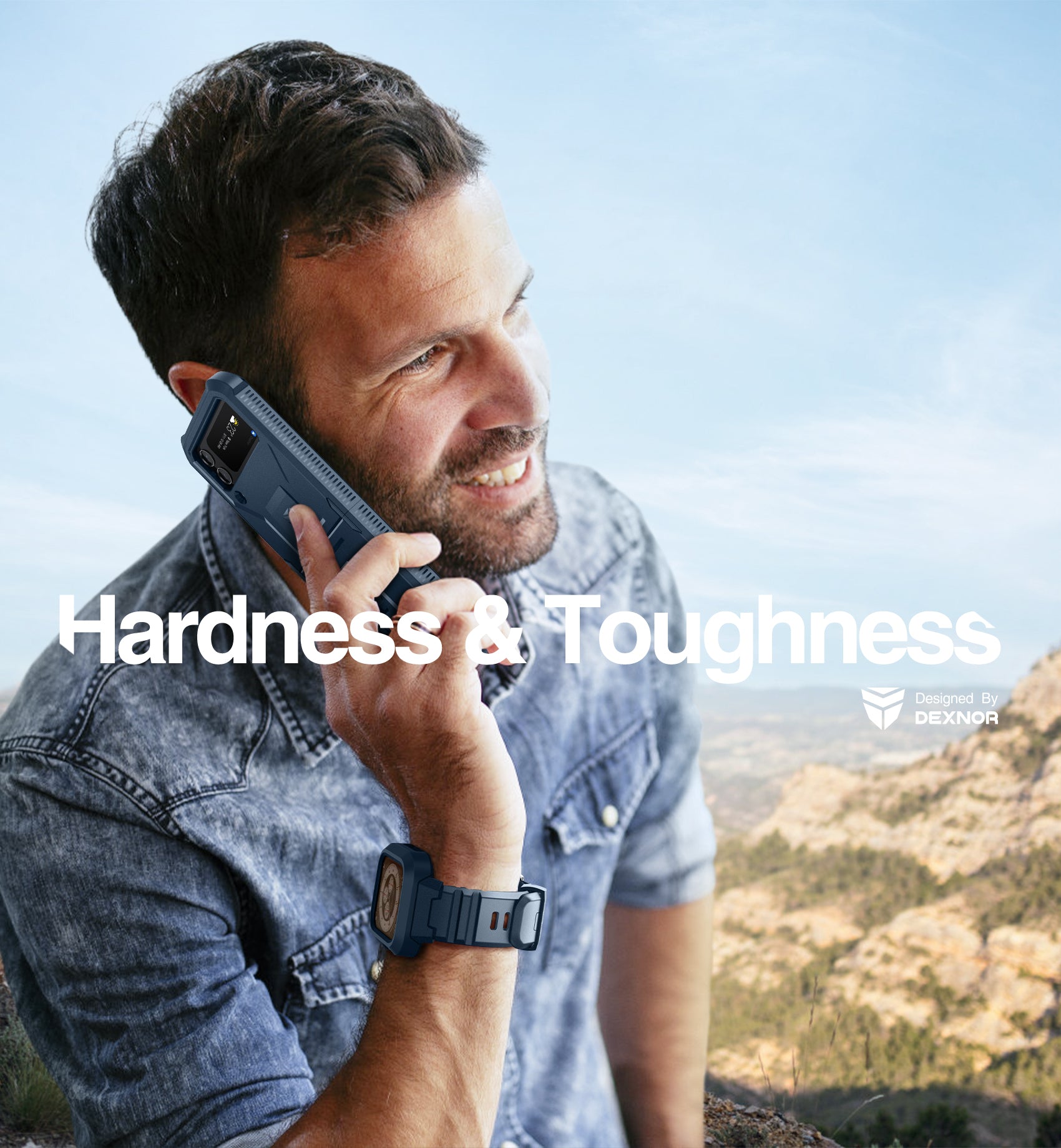 Dexnor Shockproof Rugged Case for Samsung Galaxy Z Flip 4 - Full Body Protection with Hinge Coverage, Built-in Screen Protector & Kickstand | Perfect for Outdoor Activities, Travel, and Daily Use