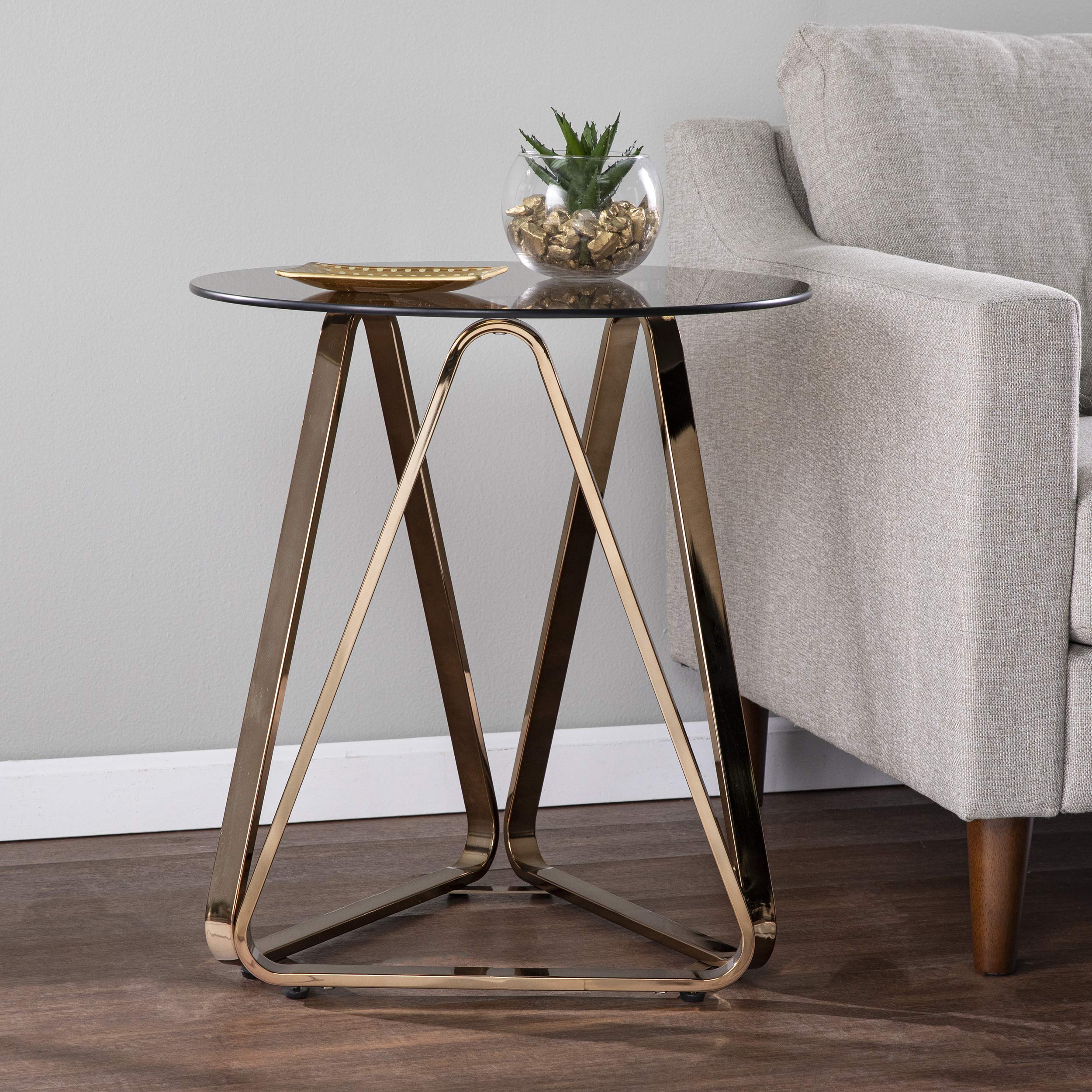SEI Furniture Stondon End Table - Standard Size, Champagne Gold Finish - Perfect for Living Room, Bedroom, or Office Side Table