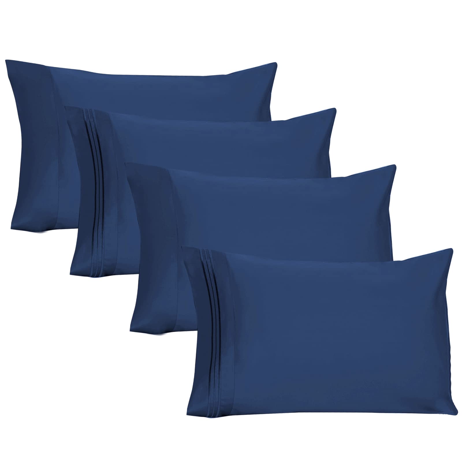 YIYEA Standard Pillowcases Set of 4 - Wrinkle Resistant, Ultra Soft Pillow Covers with Envelope Closure (20x26 Inches) for Bedroom, Hotel, Travel & Home Decor