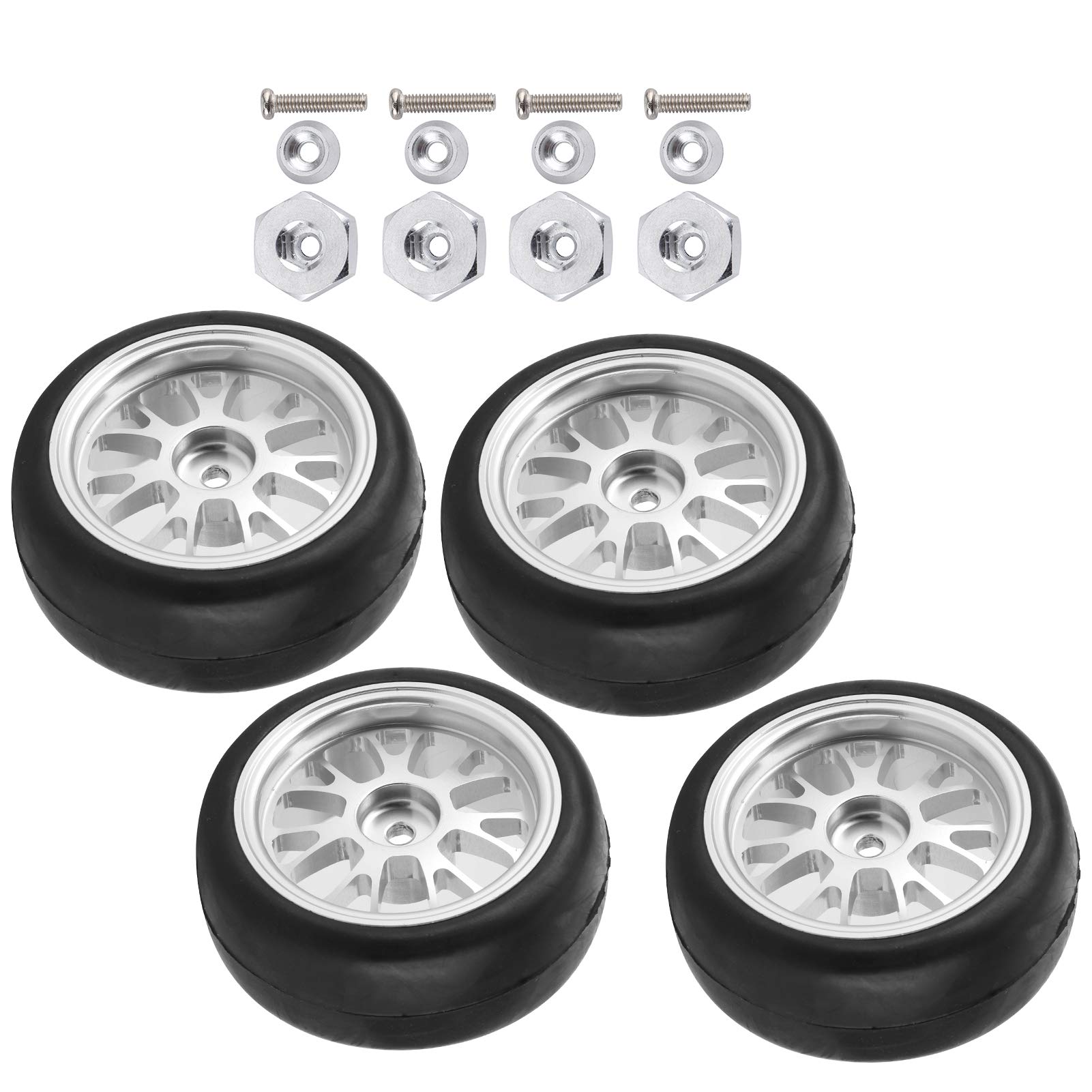 **Keenso 4PCS 63mm RC Car Tires & Wheels Set - Anti-Skid Soft Rubber Tires with Metal Wheel Hub & Adapter for WPL D12 RC Truck Model - Perfect for Off-Road Racing & Crawling**