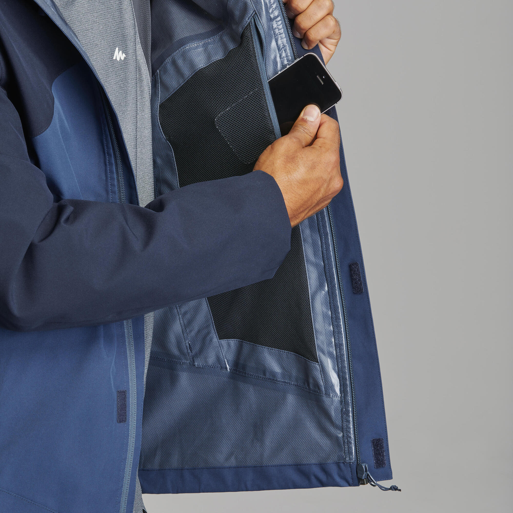 Quechua Men's MH150 Waterproof Rain Jacket - Lightweight Windproof Hiking Jacket for Outdoor Adventures & Travel