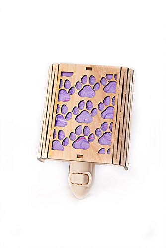 Handcrafted Paw Print Maple Wood Night Light - Made in Vermont USA - Perfect for Bedrooms, Nurseries & Pet Lovers