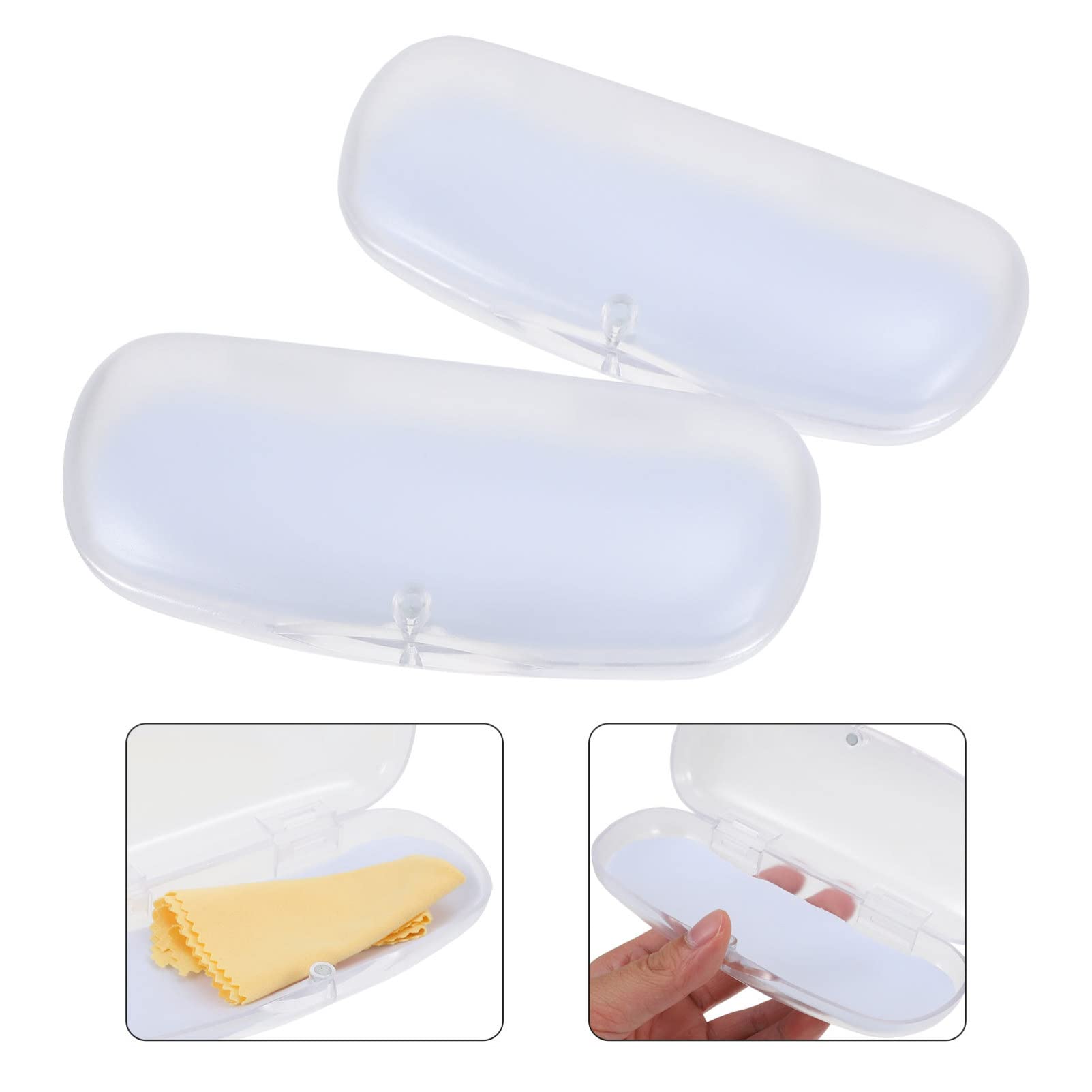 DOITOOL 4 Pack Clear PVC Glasses Case - Diving Goggle Storage, Eyeglass Protector & Headset Holder - Travel-Friendly Clamshell Organizer Pouch for Swim Gear, Sunglasses & Electronics Accessories