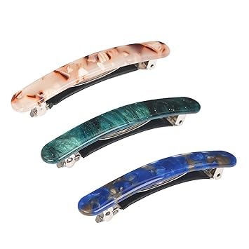 3PCS French Hair Barrettes for Women - Tortoise Shell Automatic Hair Clips for Thick & Medium Hair, Vintage Hair Pins & Clasps - Perfect for Office, Wedding & Everyday Styling