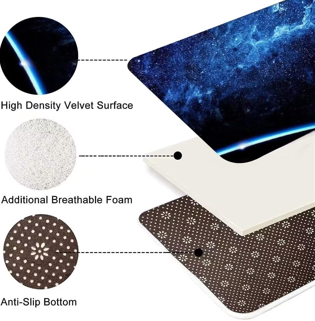 Large Blue Starry Sky Area Rug for Boys Bedroom - 6'×9' Washable Non-Slip Flannel Throw Rug - Universe Galaxy Themed Floor Mat for Playroom & Kids Room Decor - Perfect for Bedside, Nursery, and Play Areas