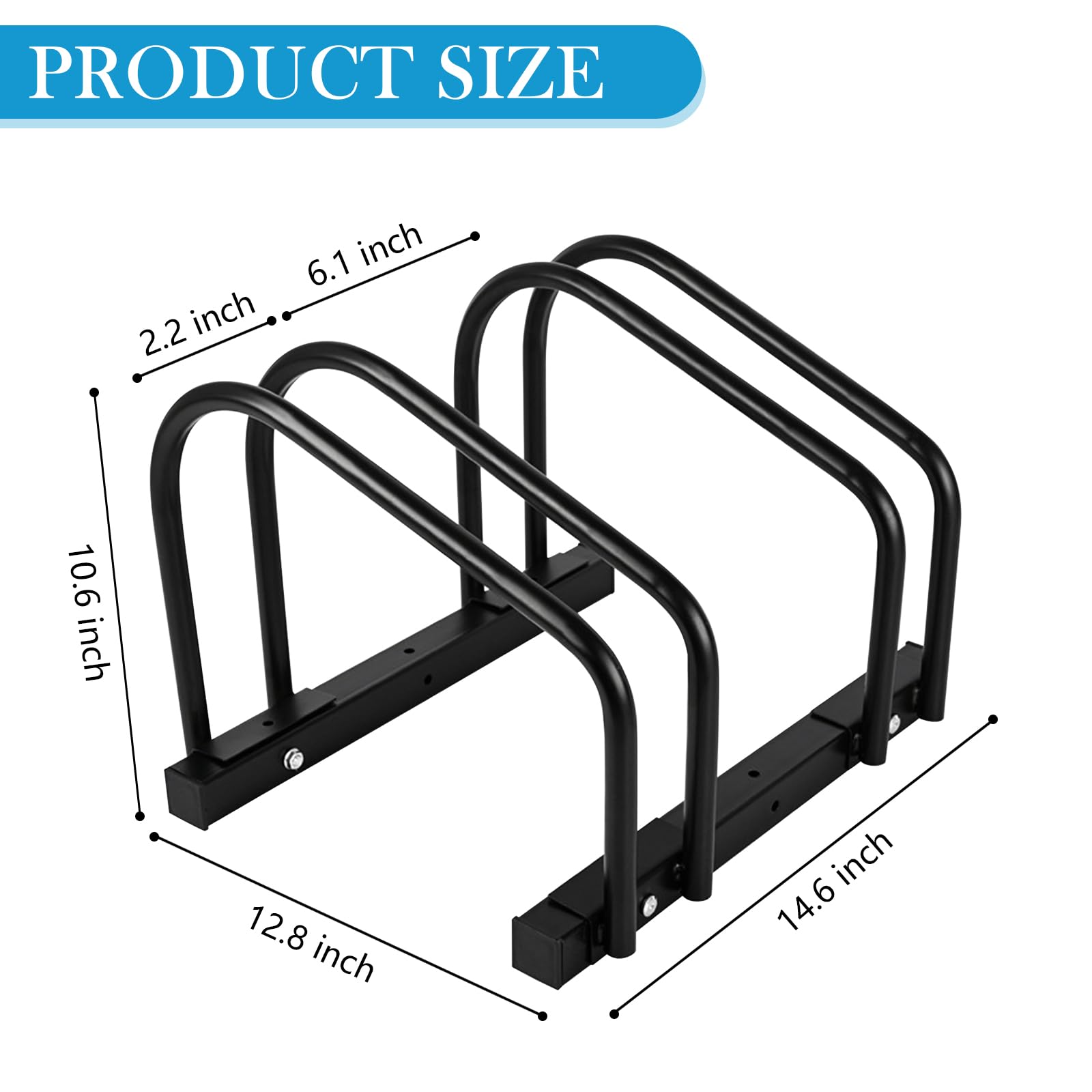 iCool Bikes Floor Bike Stand for 2 Bikes - Heavy Duty Bike Parking Rack for Garage Storage, Indoor/Outdoor Use - Fits Tires Up to 2.15