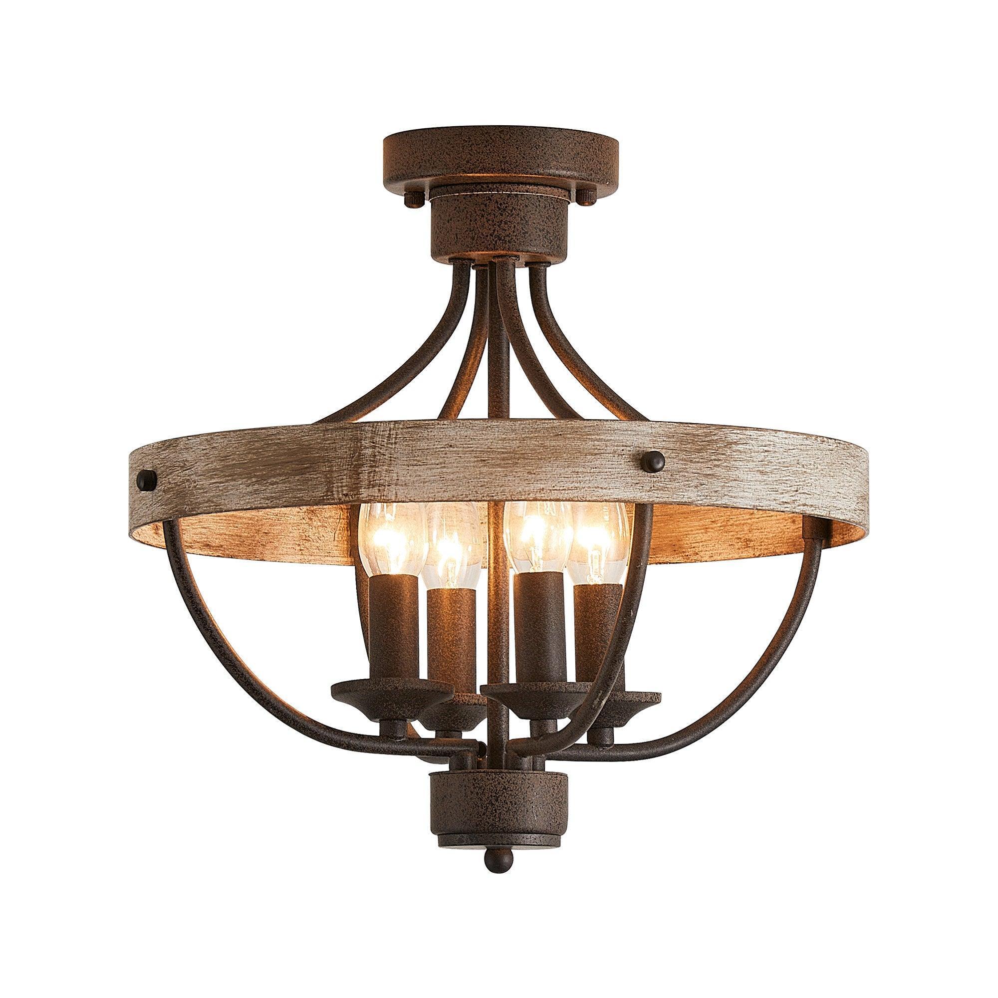 4-Light Industrial Ceiling Light Fixture - Vintage Metal Pendant Lighting for Kitchen, Dining Room & Loft - Dimmable Edison Bulb Compatible (Perfect for Farmhouse, Cafe & Restaurant Decor)