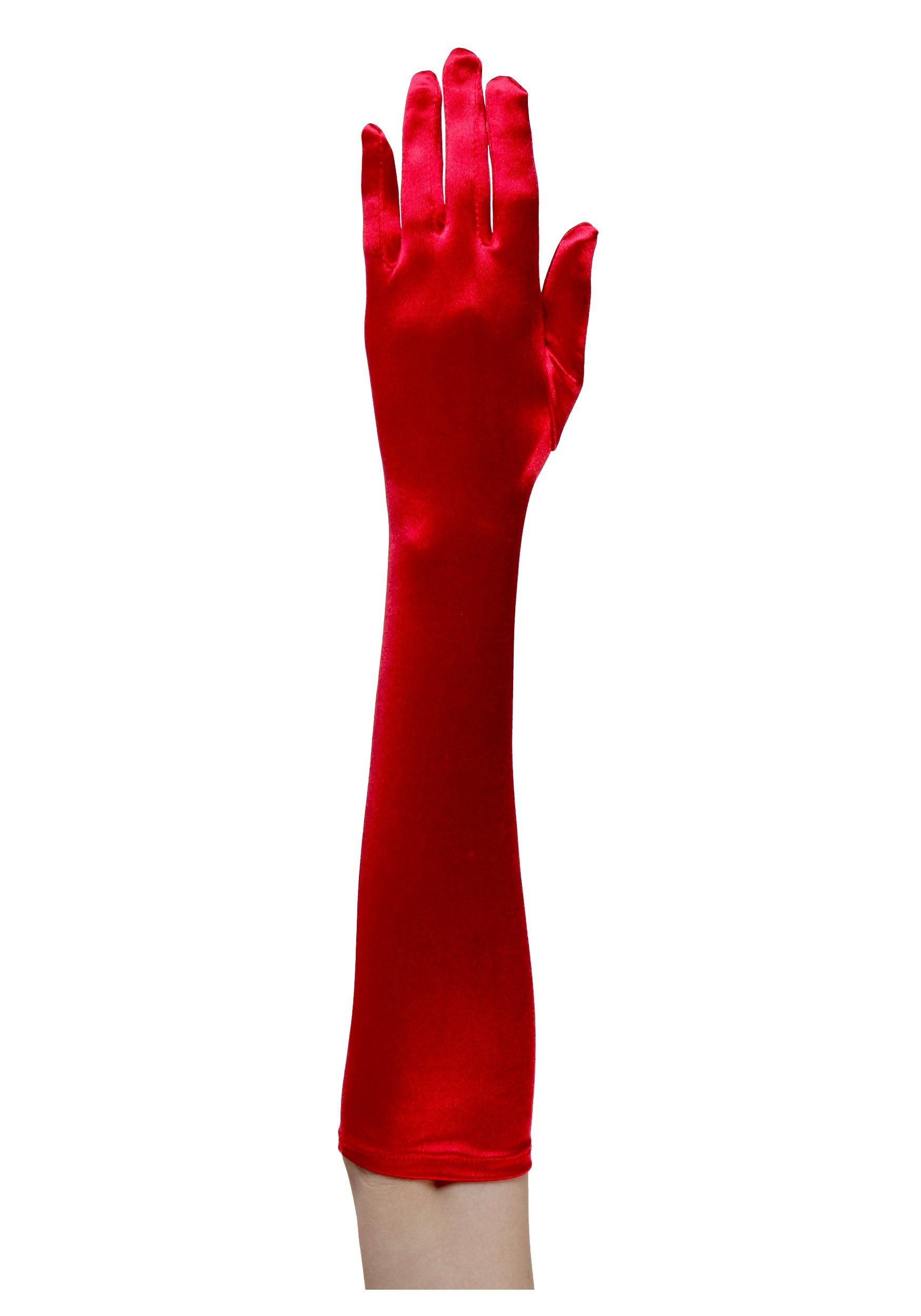 Elegant Red Satin Elbow-Length Gloves for Women - Perfect for Costume Parties, Vintage Outfits & Formal Events