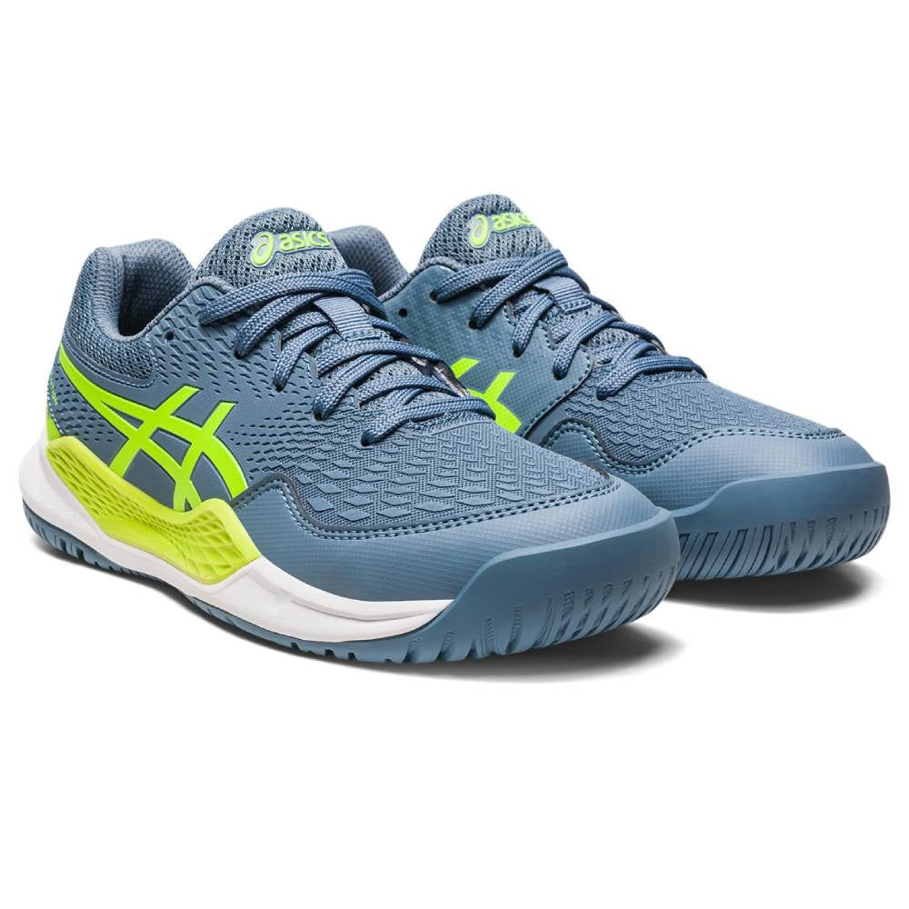 ASICS Gel Resolution 9 GS Junior Tennis Shoes for Boys & Girls - Lightweight Court Sneakers with Shock Absorption (Blue/Green) - Perfect for Junior Tennis Matches & Training Sessions