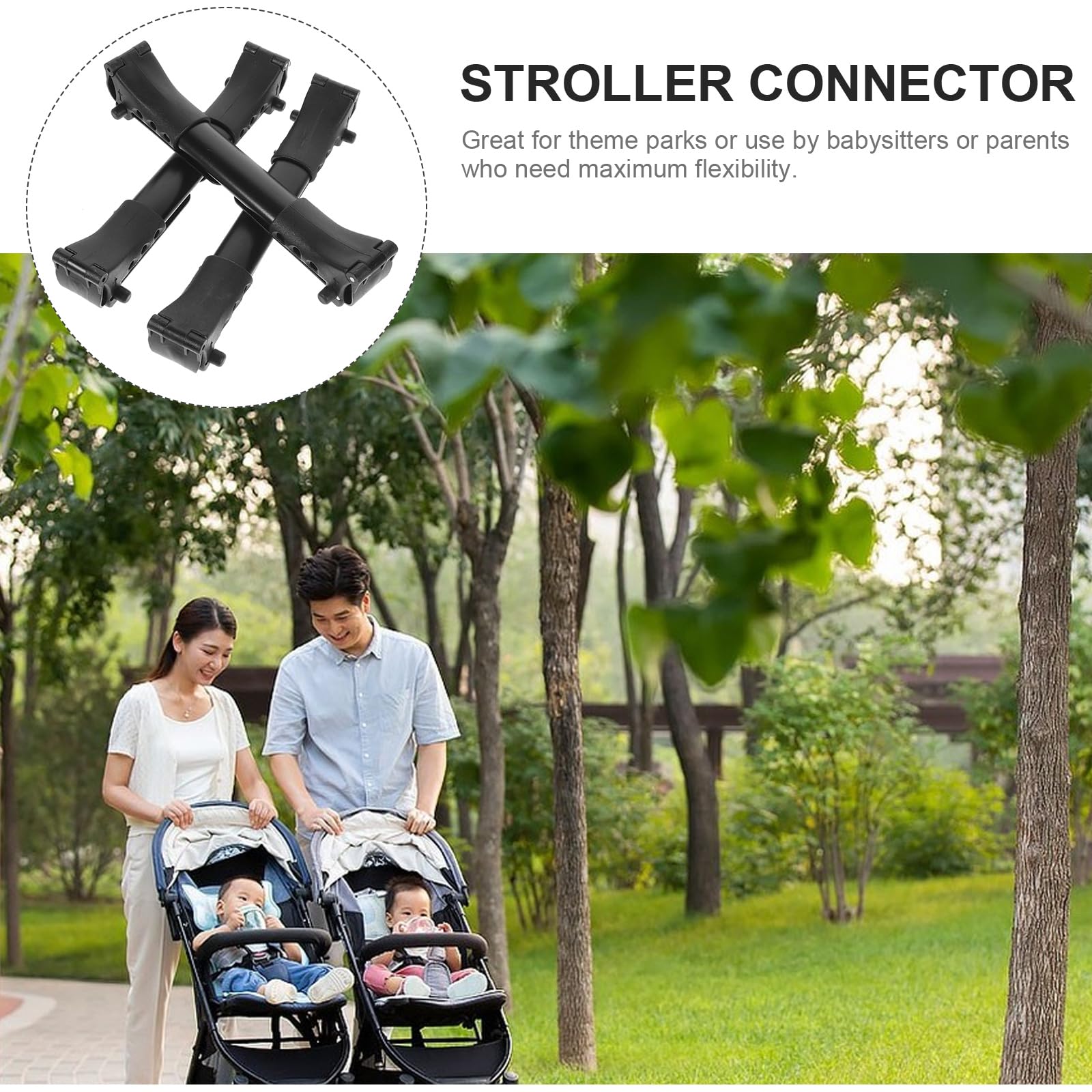 Universal Stroller Cart Connector - 3pcs Aluminum Tube Black Pushchair Accessories for Twin Baby Strollers | Perfect for Shopping, Travel & Outdoor Adventures with Kids