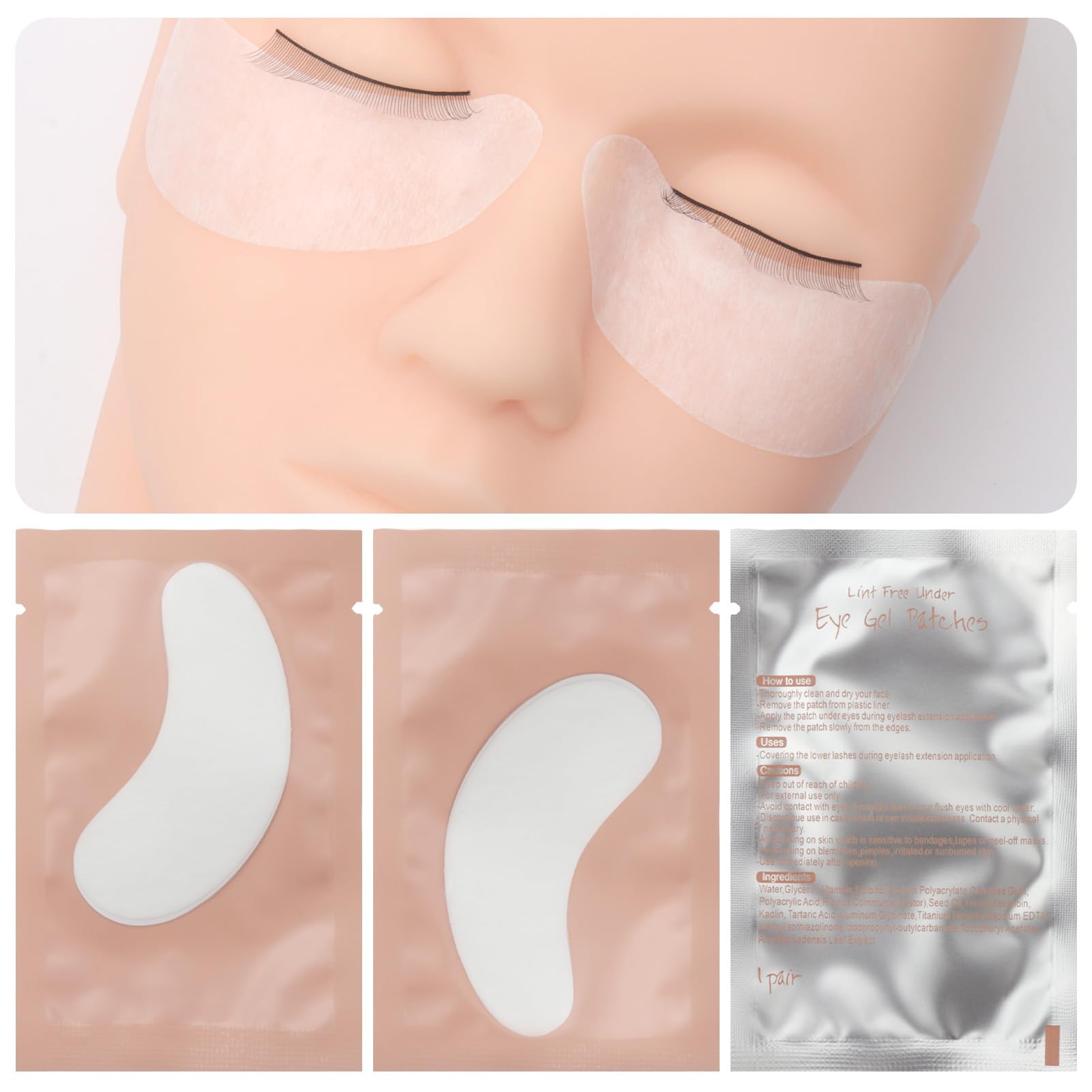 100 Pairs Pink Hydrogel Under Eye Patches - Lint Free Eyelash Extension Pads, Soothing Eye Mask for Dark Circles & Puffiness - Perfect for Spa, Beauty Salon & Home Skincare Routine