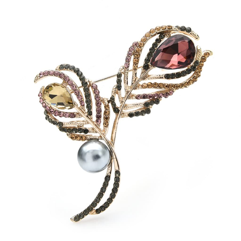 Elegant Pearl & Rhinestone Flower Brooches for Women - Wedding, Banquet & Office Accessories - Vintage Floral Pin (Color A) - Perfect for Bridal Bouquets, Suit Lapels & Gift Giving
