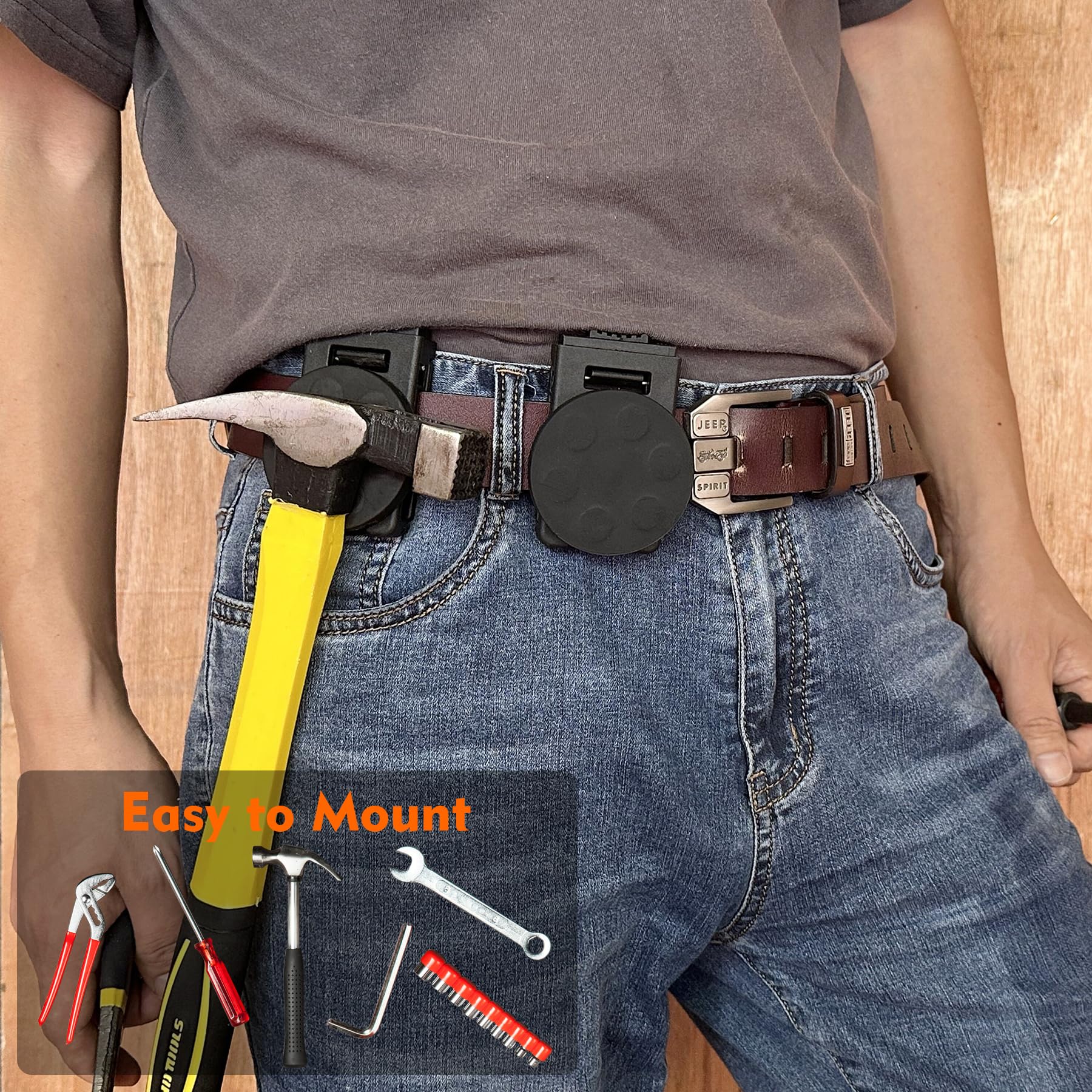Heavy-Duty Magnetic Tool Holster Belt Clip - Anti-Slip Magnetic Holder for Hammers, Screwdrivers & Wrenches | Adjustable Tool Belt Accessories for Construction, Plumbing & DIY Projects