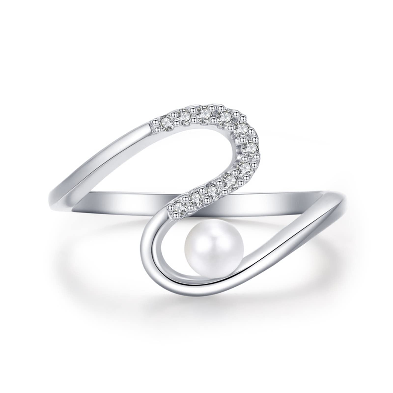 Promise Rings for Women S925 Silver, Diamond & Pearl Wedding Bands - Elegant Zircon Engagement Rings for Girlfriend, Anniversary Gifts | Perfect for Proposals, Valentines Day & Special Occasions