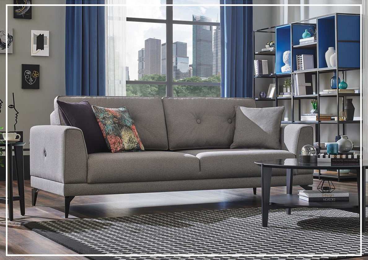 Enza Home Cordell 3-Seater Polyester Convertible Sofa Bed with Ergonomic Back Cushion - Comfortable Sleeper Sofa for Small Spaces, Living Room & Guest Room