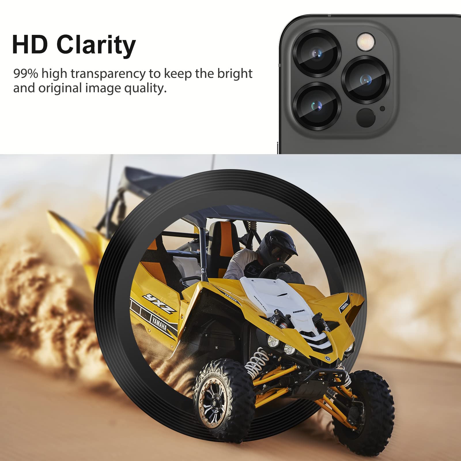 SPARIN 4-Pack iPhone 13 Pro & Pro Max Rear Camera Lens Protector - Tempered Glass, HD Clarity, Scratch-Resistant, Black - Perfect for Outdoor Adventures, Travel & Daily Protection