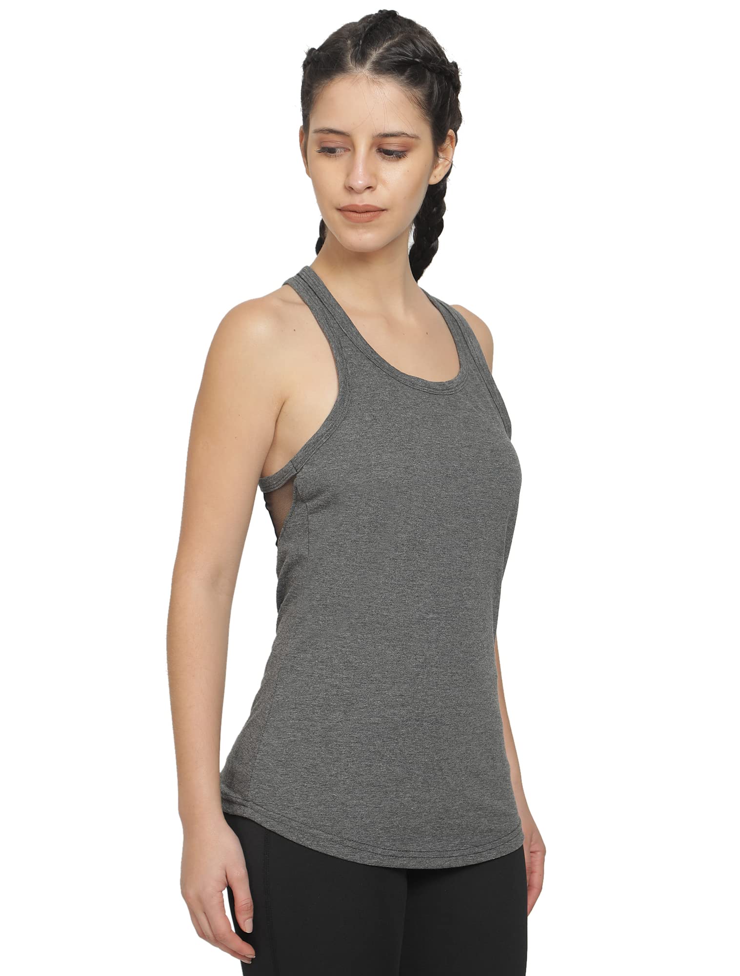 Stylish Women's Activewear Mesh Racerback Sports Tank Top - Perfect for Yoga, Gym & Dance Workouts
