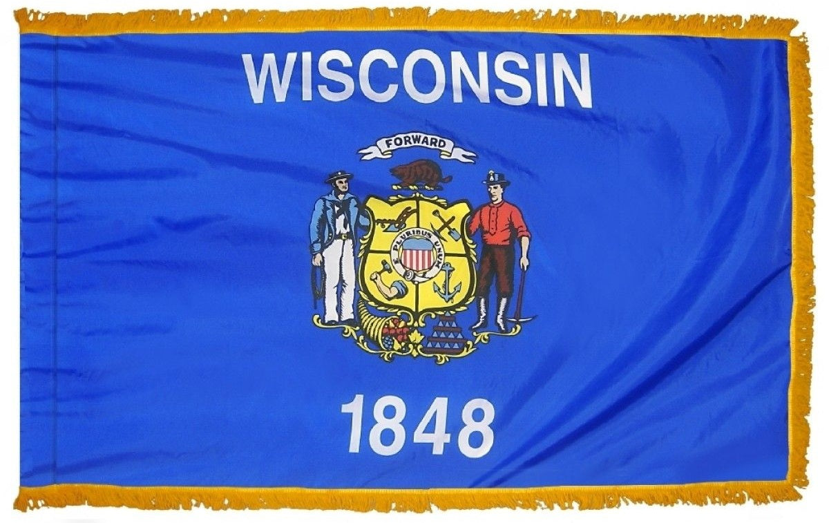 Wisconsin State Flag 3x5 Feet - Premium Printed Nylon Indoor/Outdoor Flag with Brass Grommets - Perfect for Home, Office, School & Sporting Events