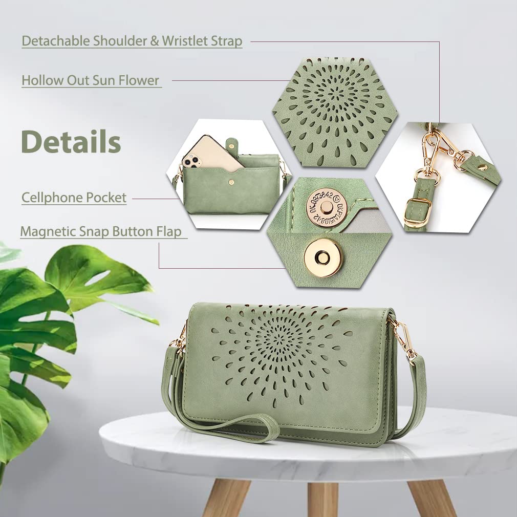APHISON Women's RFID Blocking Crossbody Bag - Multi-Function Small Purse with Card Holder, Phone Pocket & Wristlet Strap | Perfect for Travel, Shopping & Everyday Use