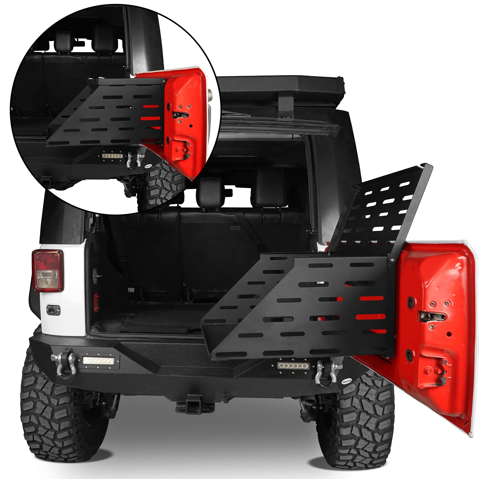 Hooke Road 2-Tier Foldable Tailgate Table for Jeep Wrangler JK JL & Unlimited (2007-2025) - Heavy Duty Camping Cargo Shelf Organizer | Perfect for Outdoor Adventures, Picnics & Tailgating