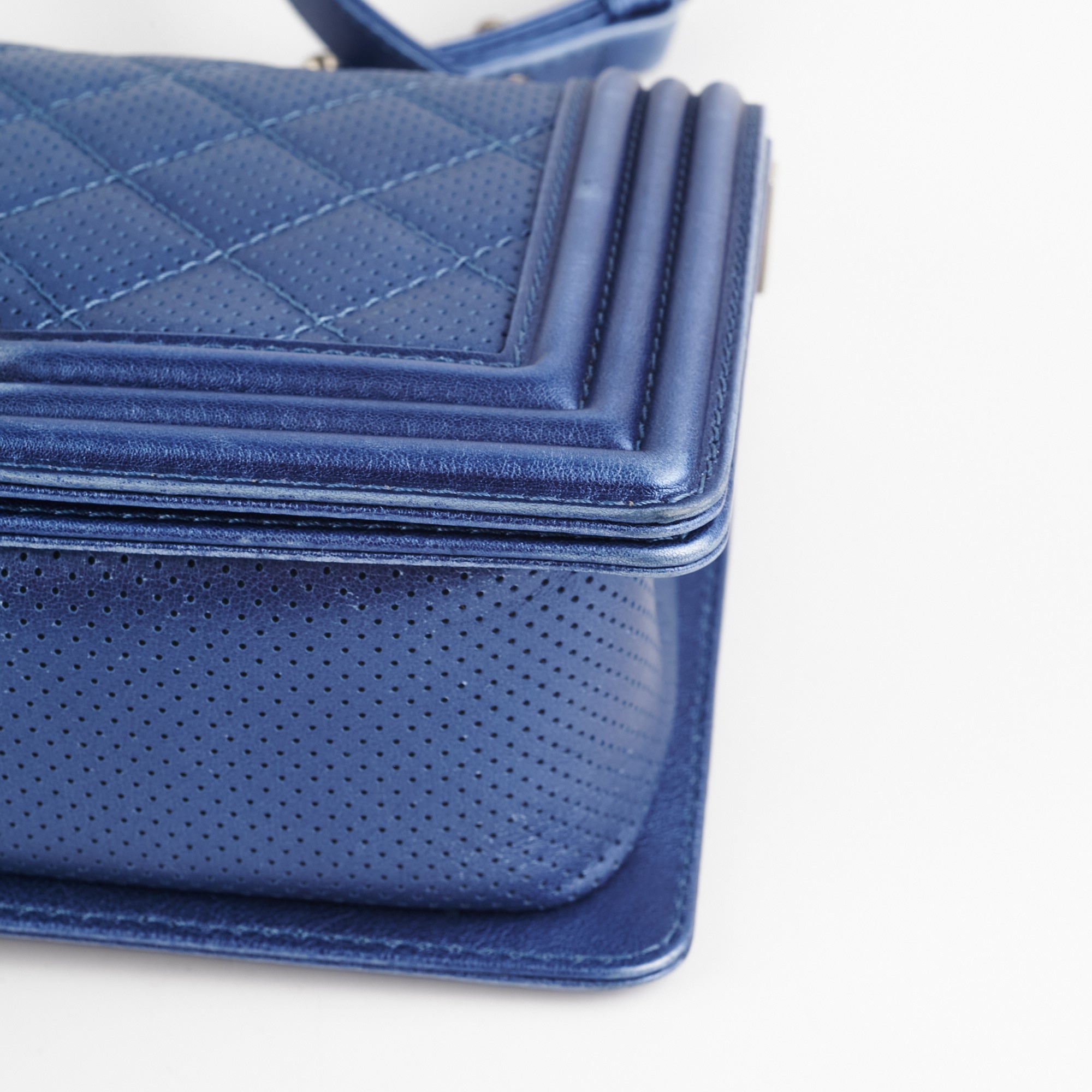 Chanel Old Medium Boy Bag in Metallic Blue - Luxury Leather Crossbody Bag for Women | Perfect for Parties, Date Nights & Special Occasions