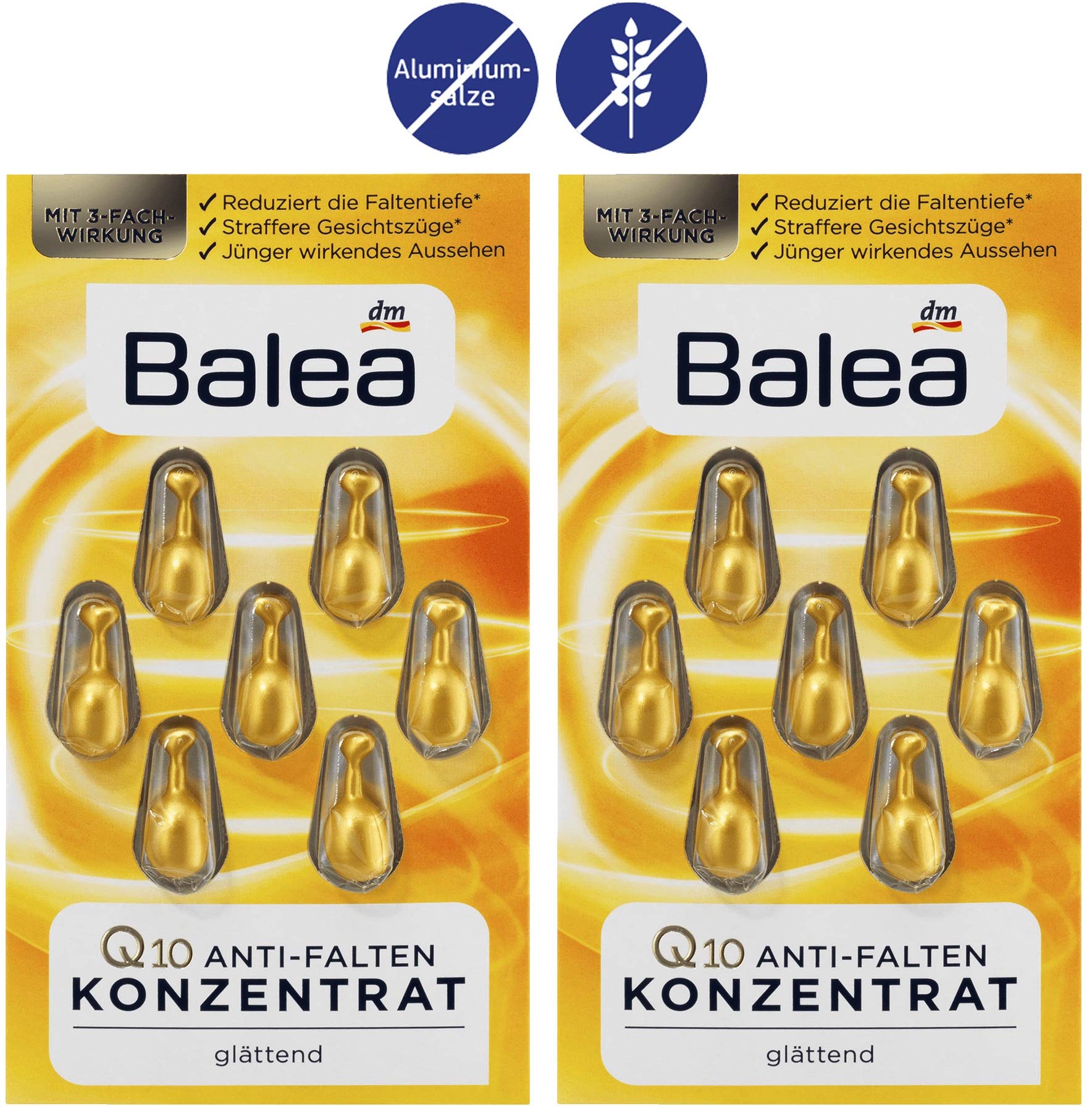 Balea Anti-Wrinkle Oil Concentrate with Q10, Vitamin E & Ginseng Extract - 5 Packs x 7 Pcs (35 Applications) - German Skincare for Face & Neck - Reduce Fine Lines & Wrinkles - Perfect for Night Routine & Mature Skin Care