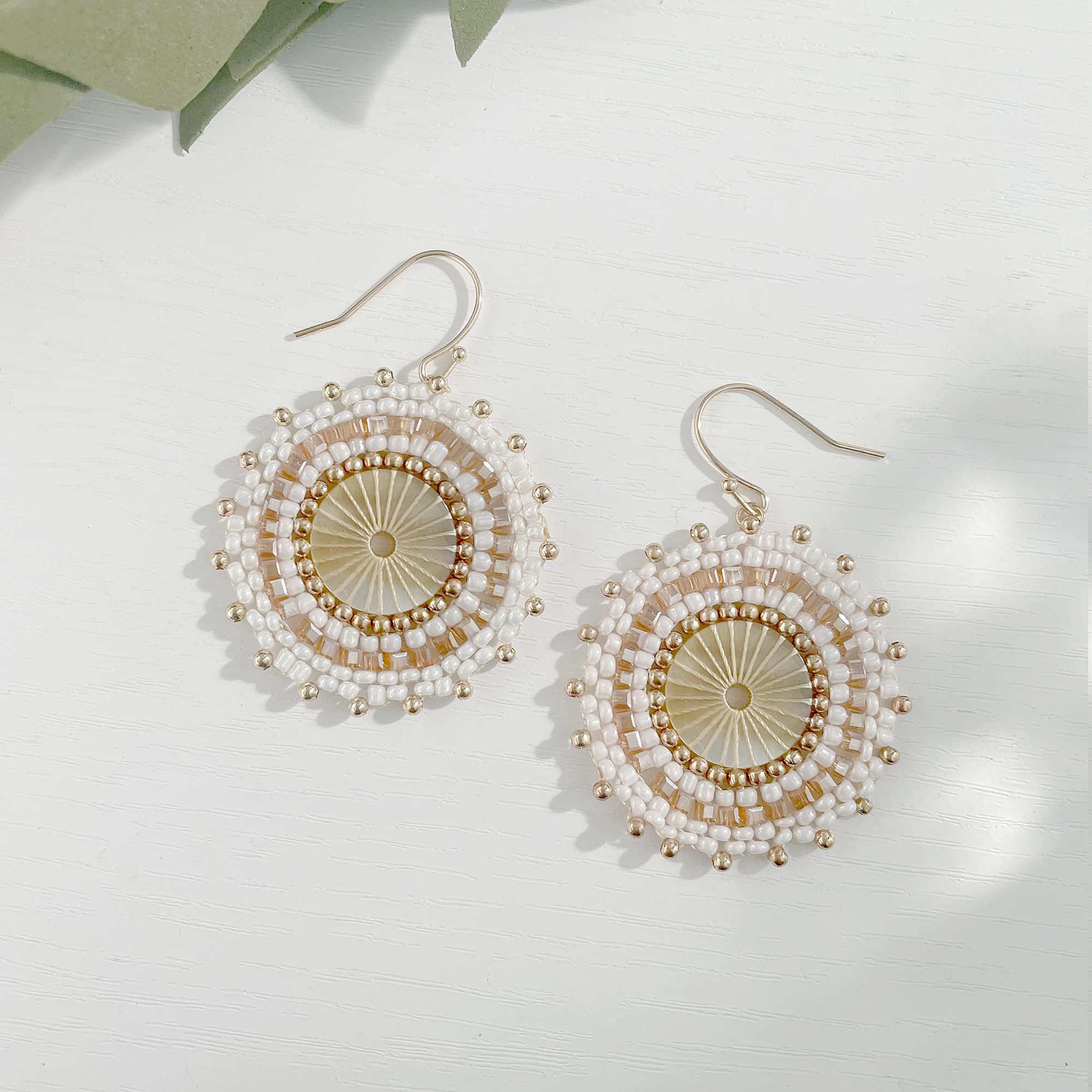 Colorful Beaded Earrings for Women - Handmade Bohemian Hoop Dangle Earrings - Perfect for Summer, Beach Vacations & Boho Fashion