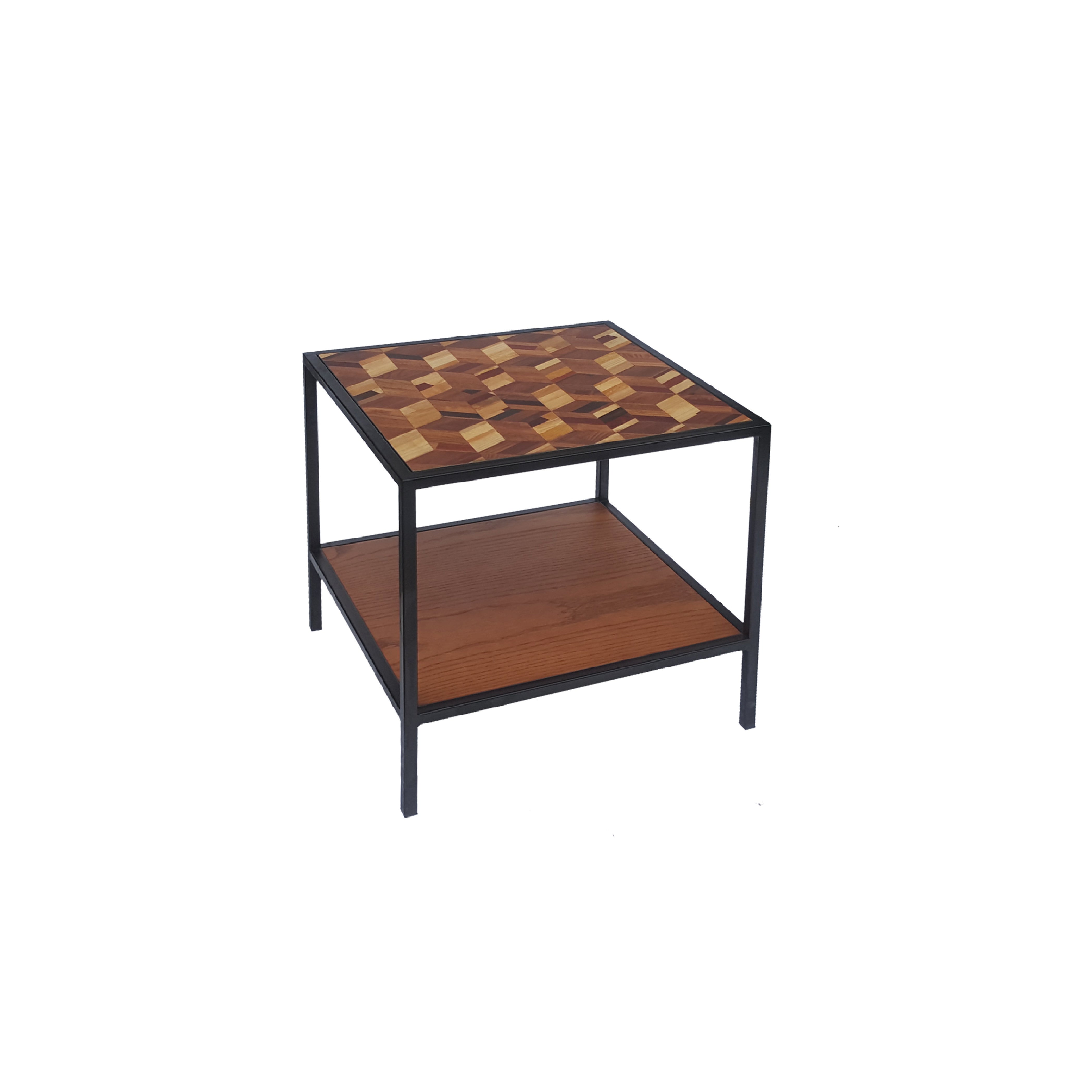 Philos Brick Side Table - Modern End Table with Wooden Shelf for Living Room, Bedroom, or Office - Perfect for Holding Lamps, Books, and Decor