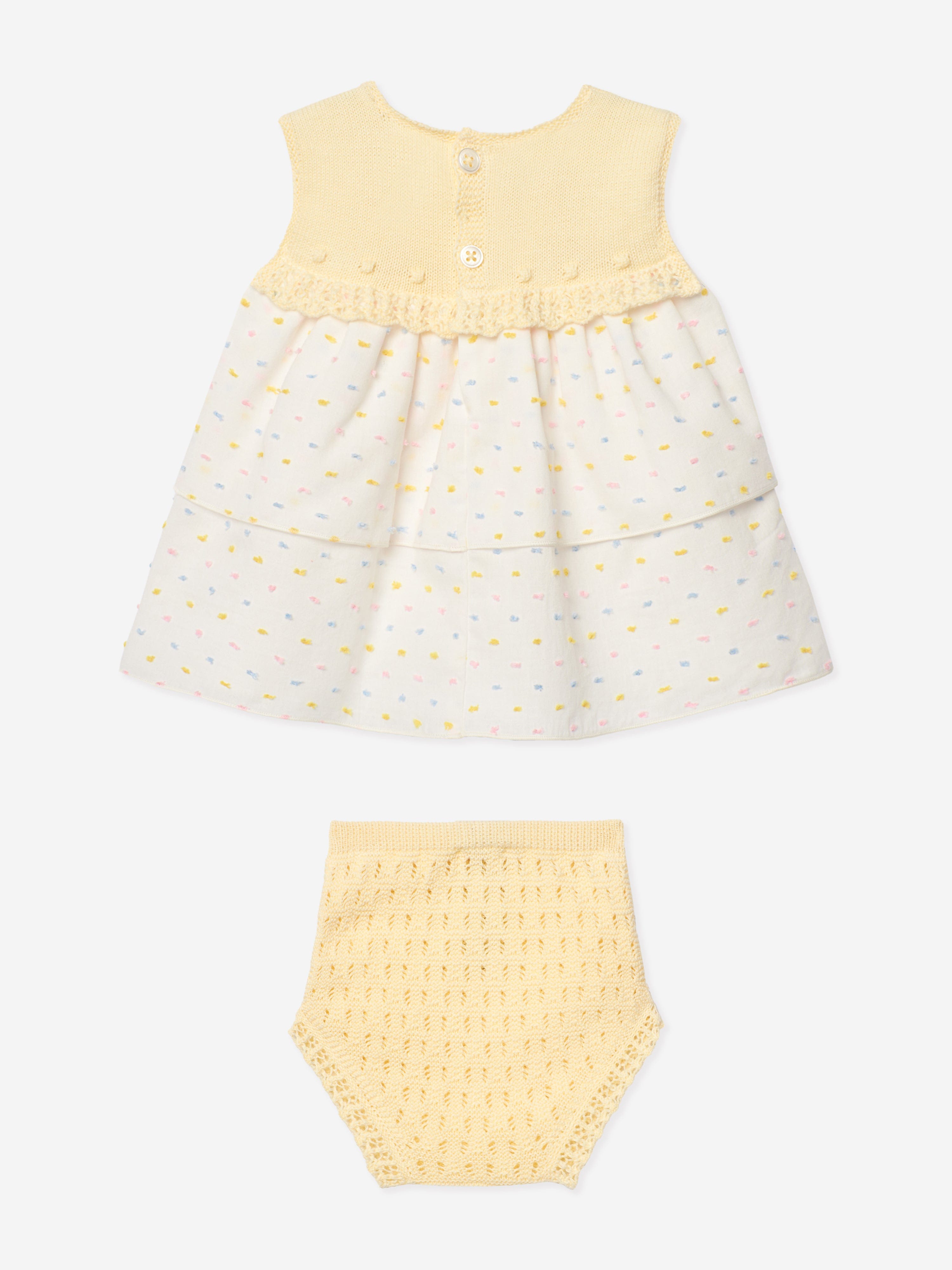 Adorable Baby Girls Dress and Bloomers Set in Yellow - Perfect for Photoshoots, Parties & Special Occasions