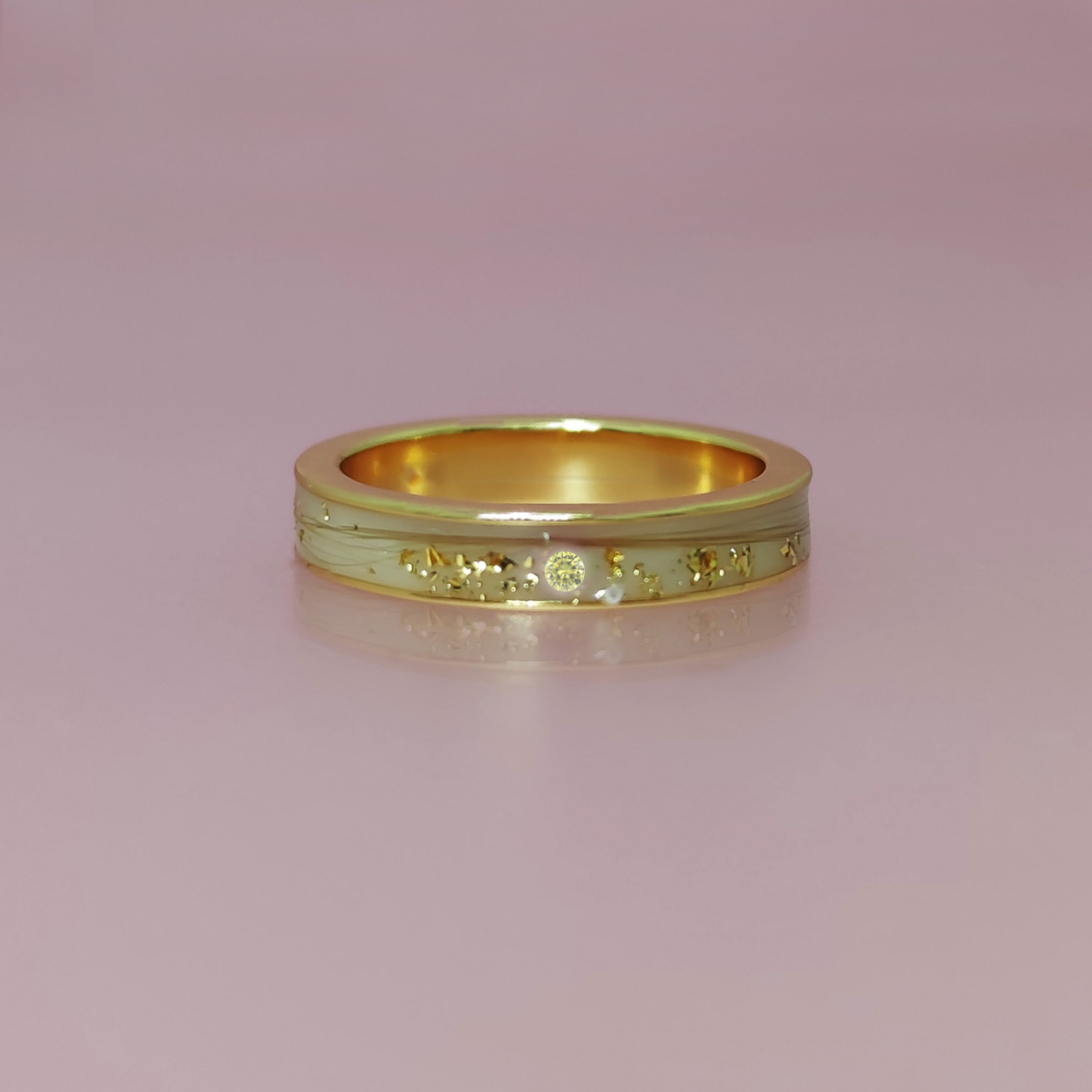 Eternal Bond Solid Gold Men's Ring 4mm Width - Perfect for Engraving Baby Hair & Breastmilk Keepsakes - Ideal for Fathers, New Dads & Cherished Memories