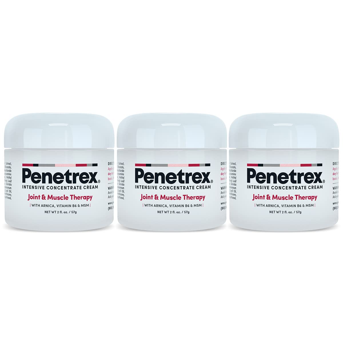 Penetrex Joint & Muscle Therapy Cream - Fast Pain Relief for Back, Neck, Hands & Feet - Soothing Whole Body Rub with Arnica, Vitamin B6, MSM & Boswellia - 2oz 3-Pack - Ideal for Athletes, Office Workers & Arthritis Sufferers