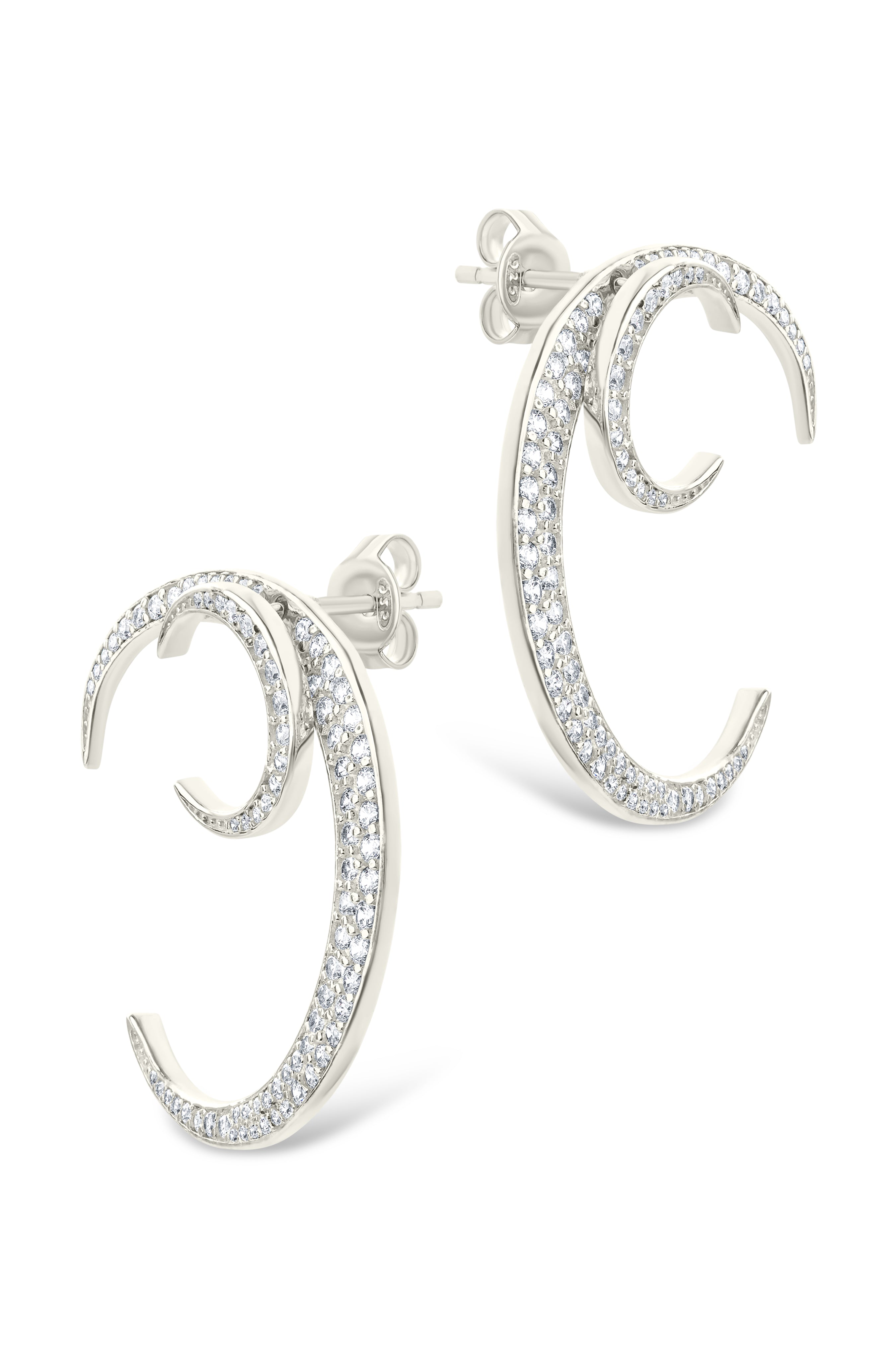 Keaton CZ Crescent Stud Earrings for Women - Sparkling Cubic Zirconia Silver Moon Earrings | Perfect for Date Night, Parties & Gifts