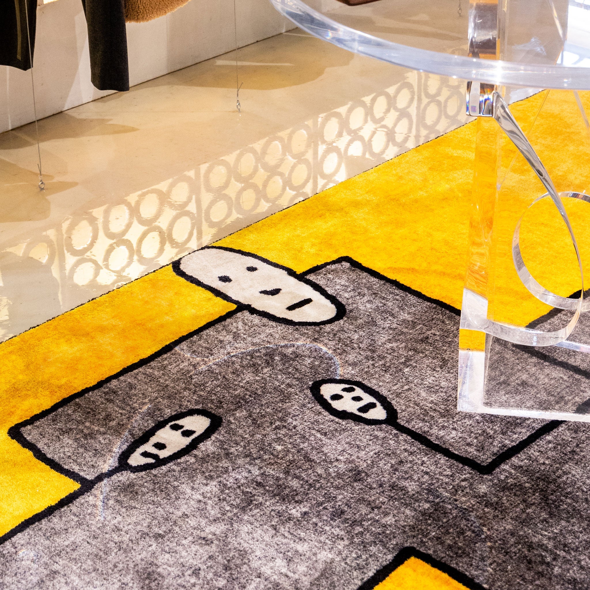 Qeeboo Yellow Rectangular Dog Carpet - Soft & Durable Pet Mat for Living Room, Bedroom, or Kennel Use