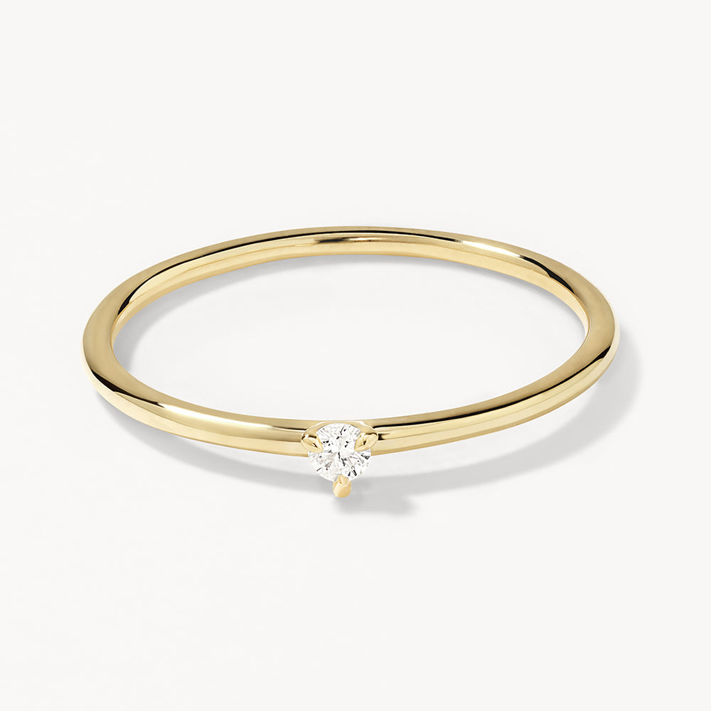 10k Gold Micro Diamond Round Solitaire Ring - Elegant Engagement & Wedding Band for Women | Perfect for Proposals, Anniversaries & Special Occasions