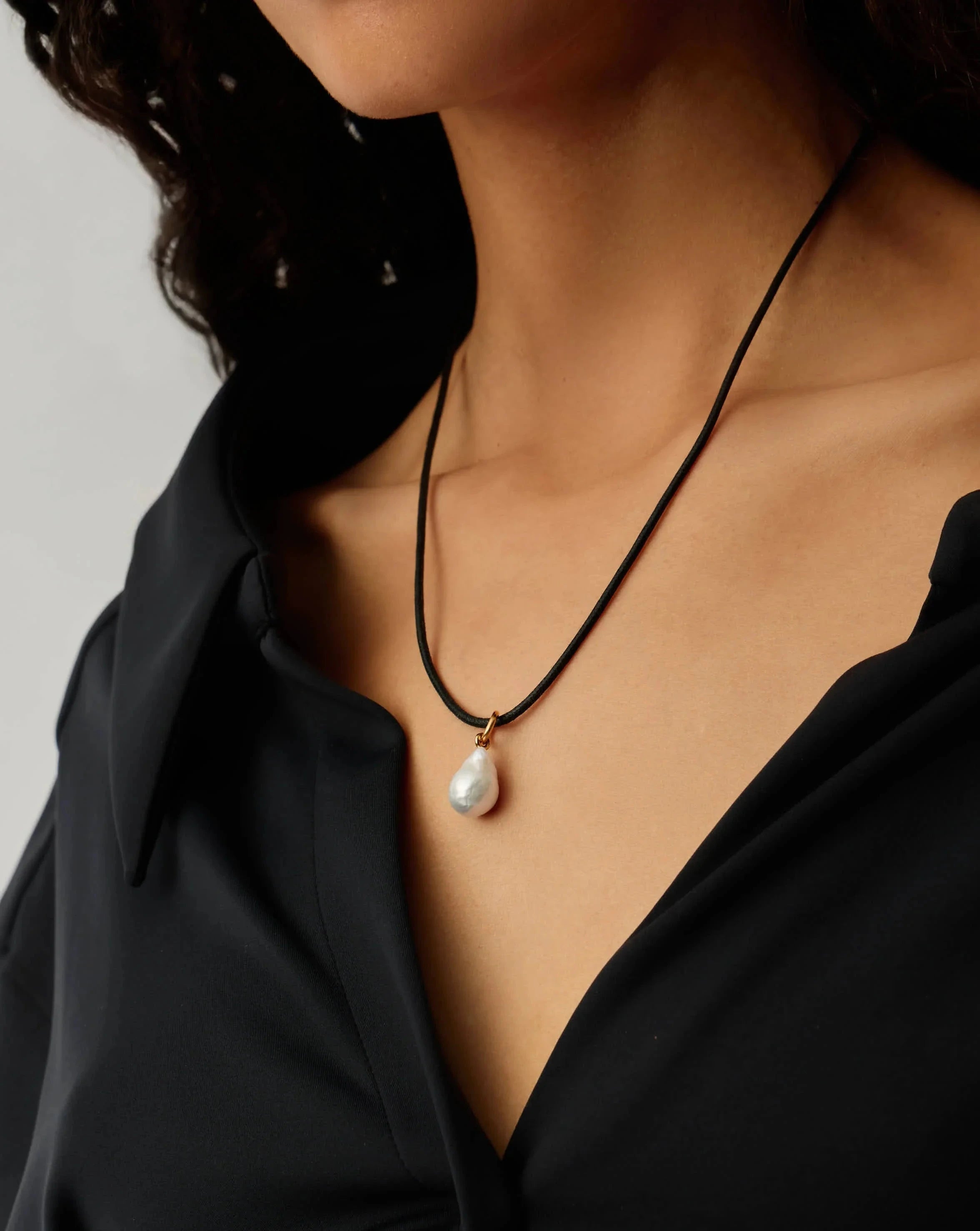 Baroque Pearl Cord Necklace - 18k Gold Vermeil & Genuine Pearl Jewelry for Women | Elegant Layered Necklace for Wedding, Party & Everyday Wear