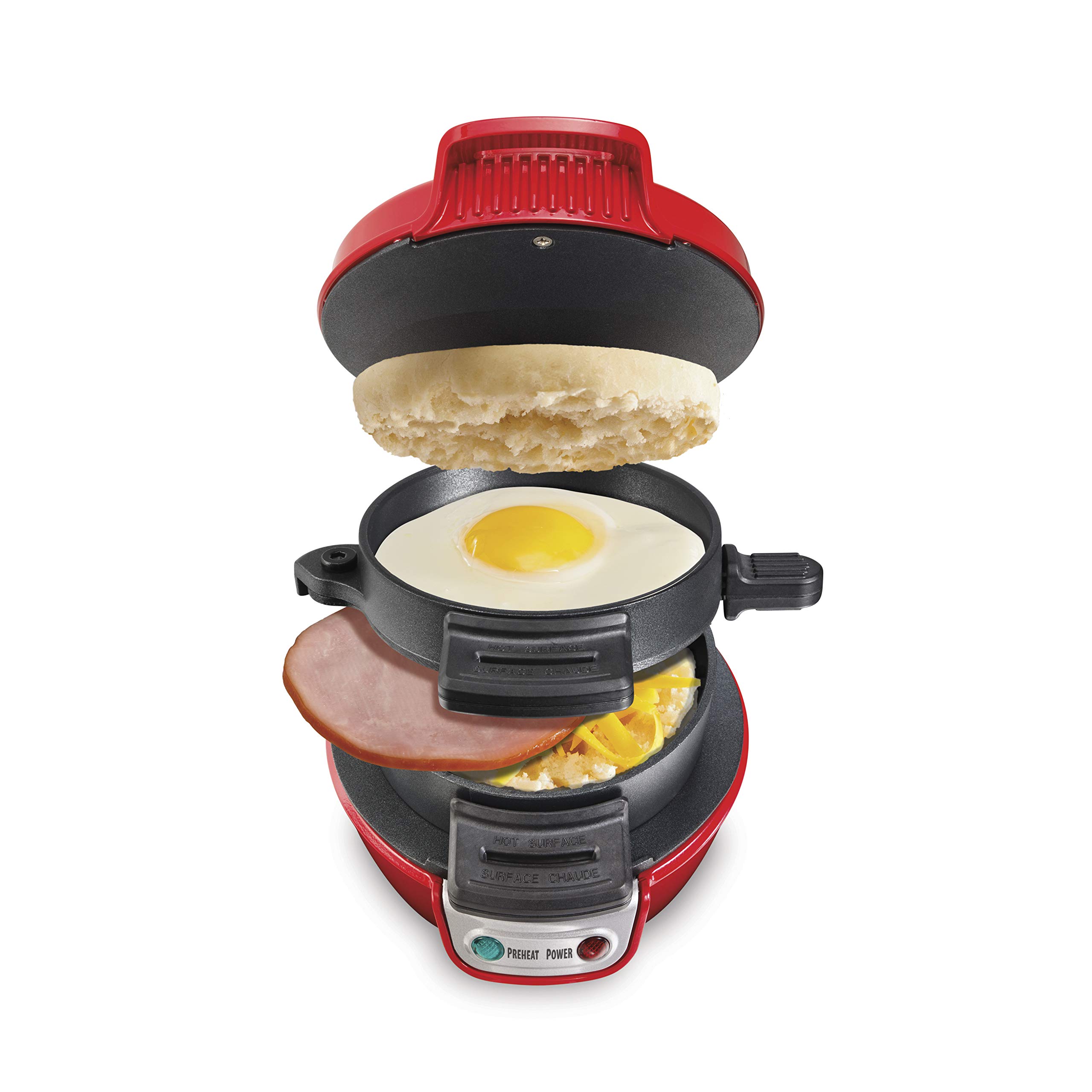 **Hamilton Beach Breakfast Sandwich Maker with Egg Cooker Ring – Customizable for English Muffins, Croissants & Waffles – Fast & Easy Homemade Breakfast – Perfect for Busy Mornings, Office Meals & Quick Snacks**
