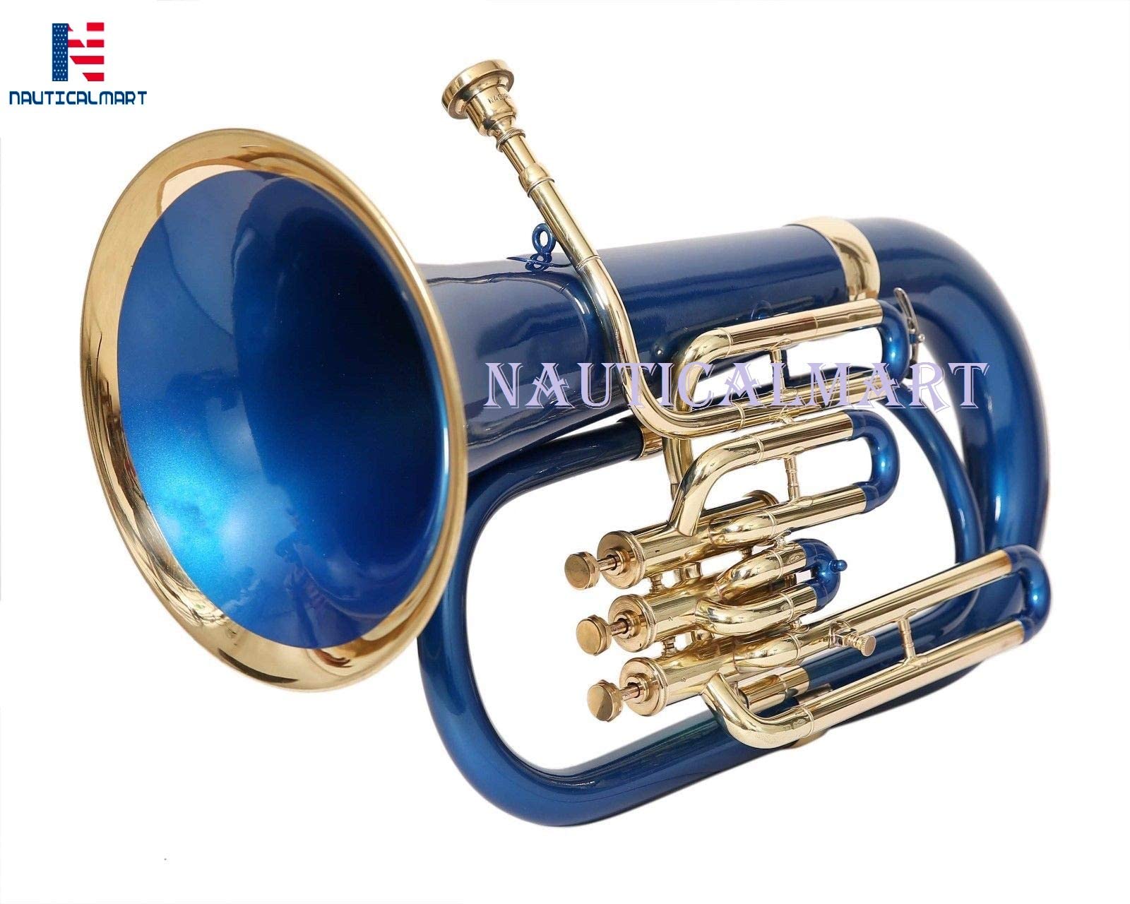 Professional Brass Bb Euphonium 3 Valve - Blue Lacquer Finish Musical Instrument for Beginners & Students | Perfect for Marching Bands, School Performances & Gift Giving