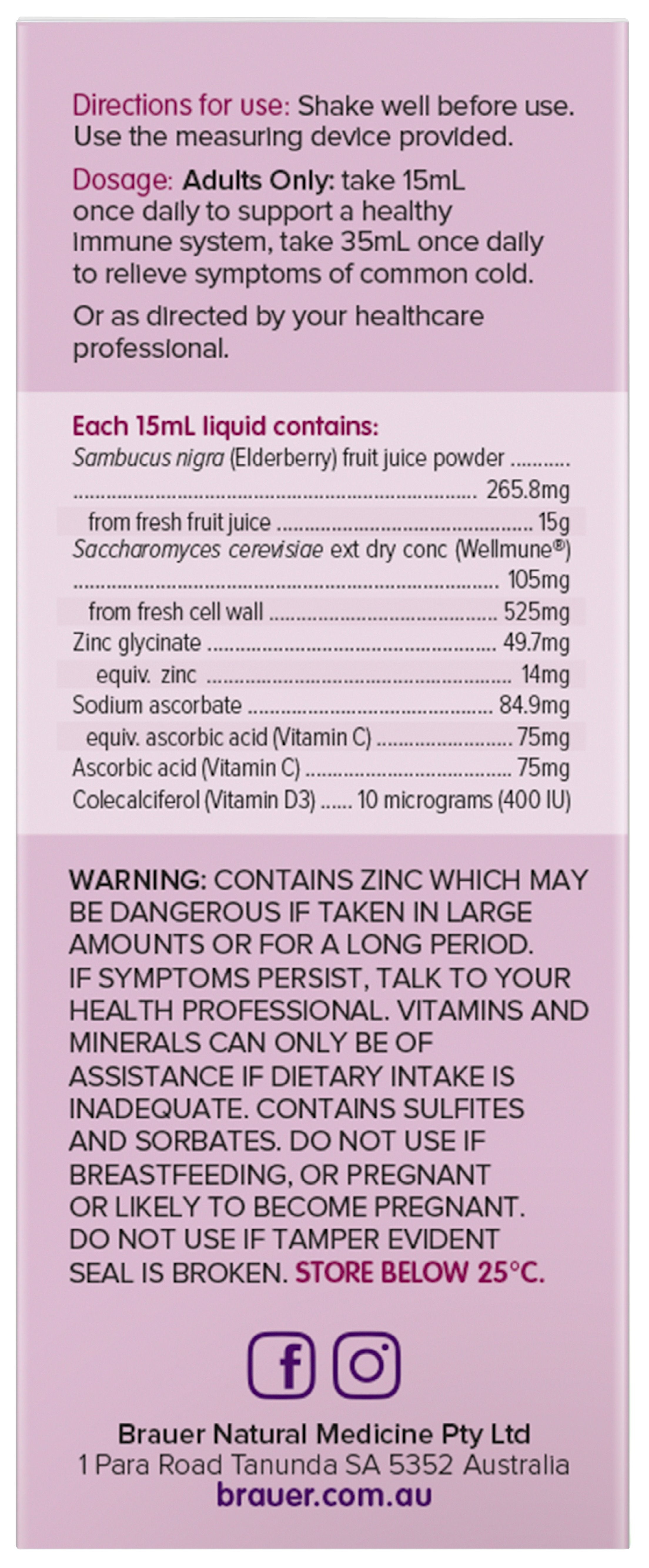 Brauer Sambucus Black Elderberry Immune Support Supplement - Boost Immunity & Wellness - Perfect for Cold & Flu Season, Travel & Daily Health
